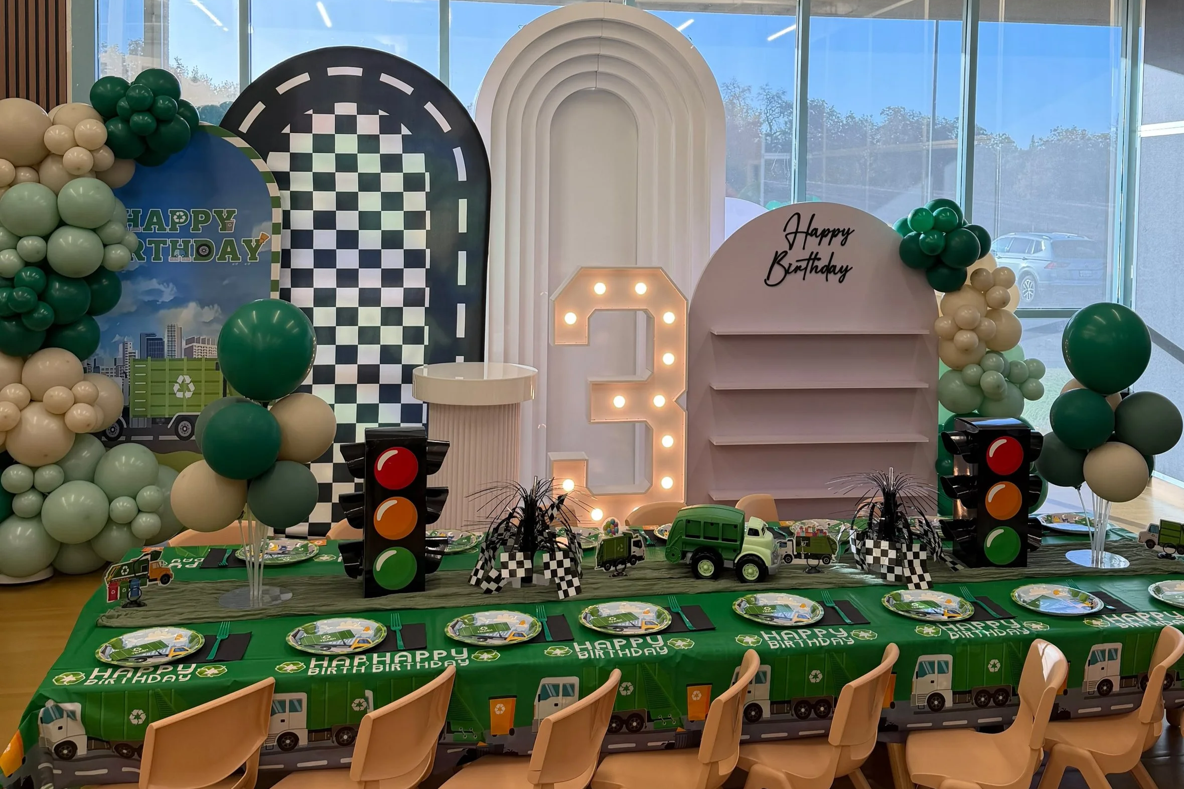 Garbage Truck Deluxe party setup at Enchanted Rocklin