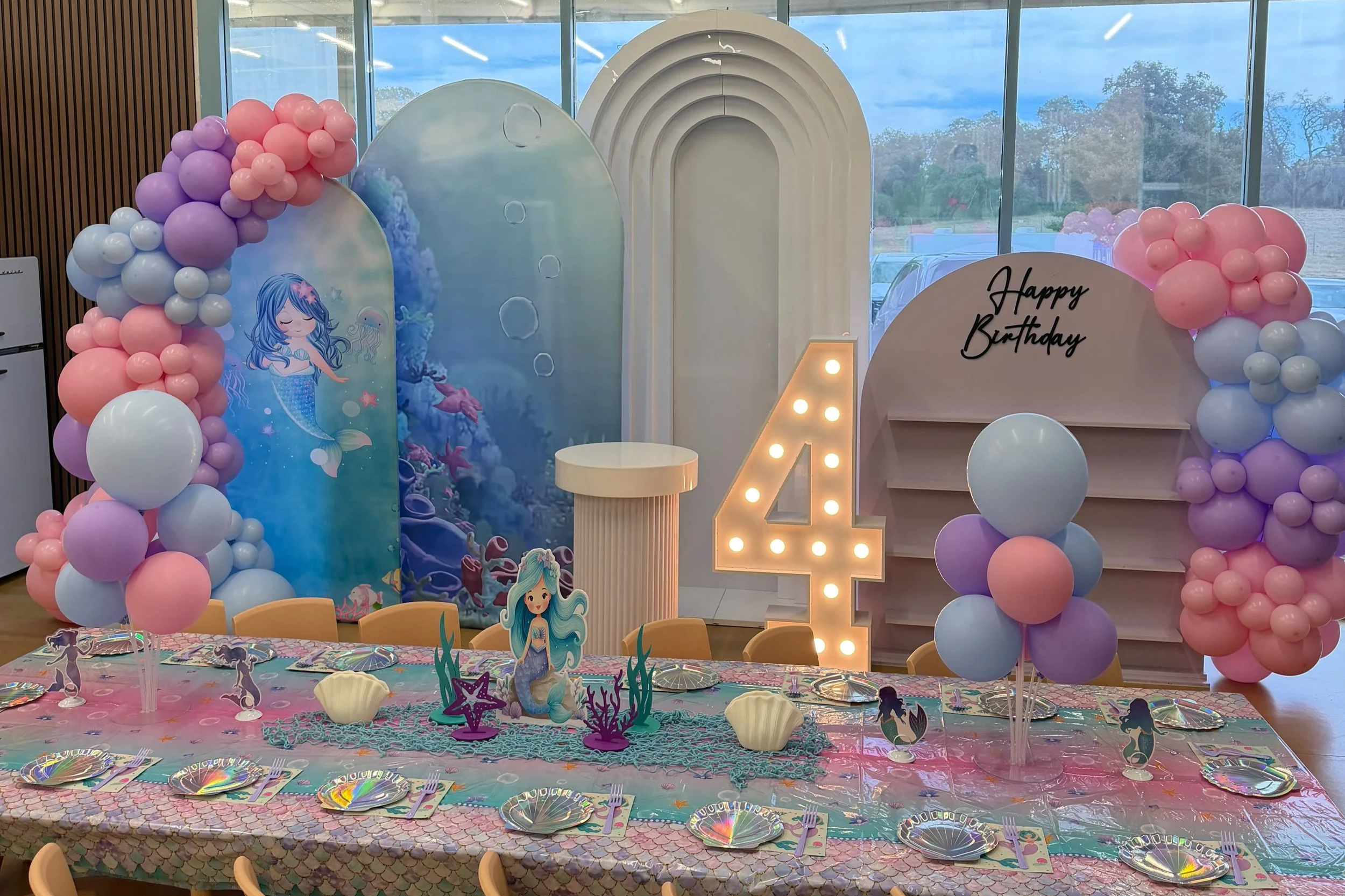 Mermaid Deluxe party setup at Enchanted Rocklin
