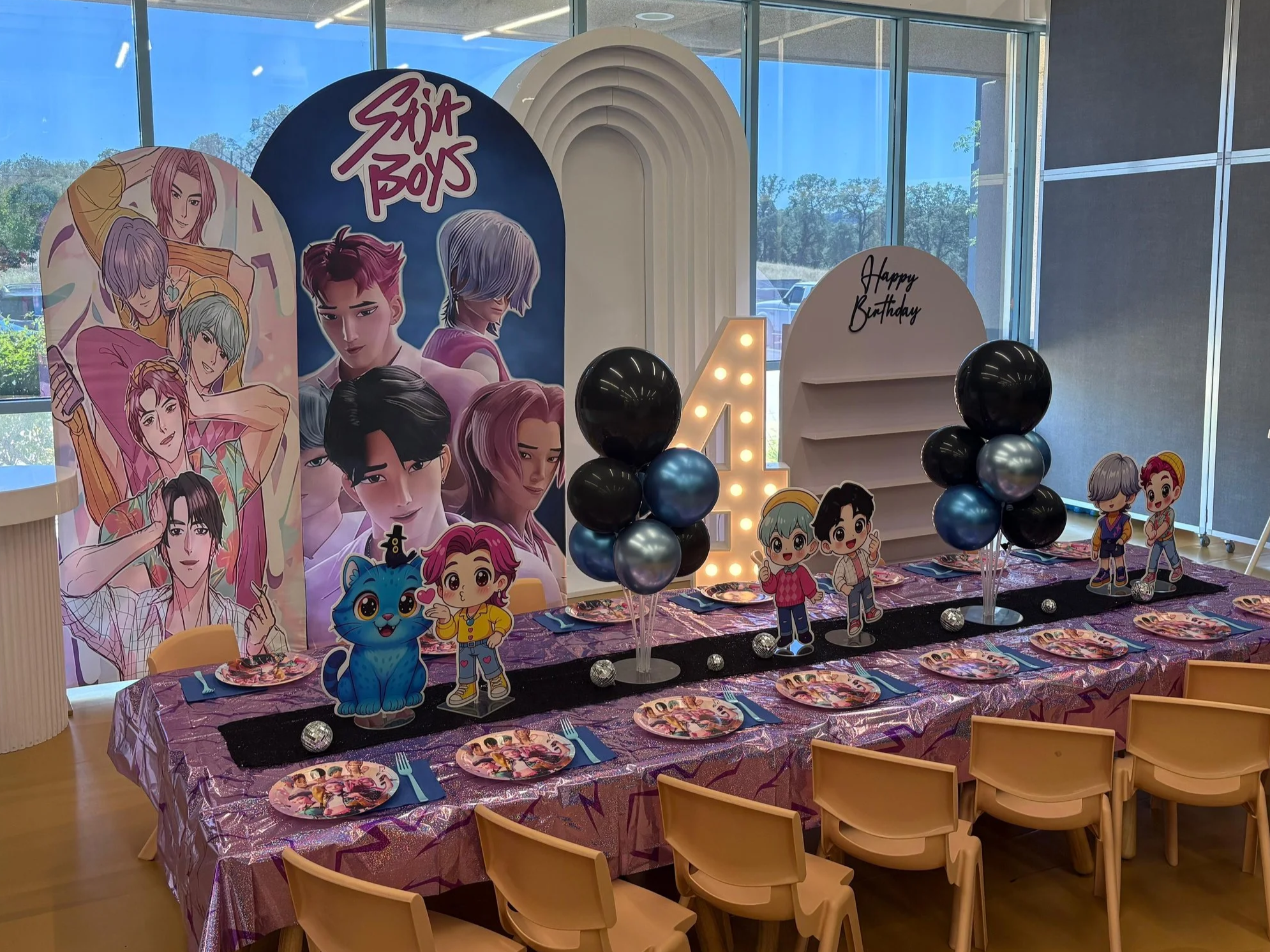 KPop Demon Hunter- Saja Boys Classic party setup at Enchanted Rocklin