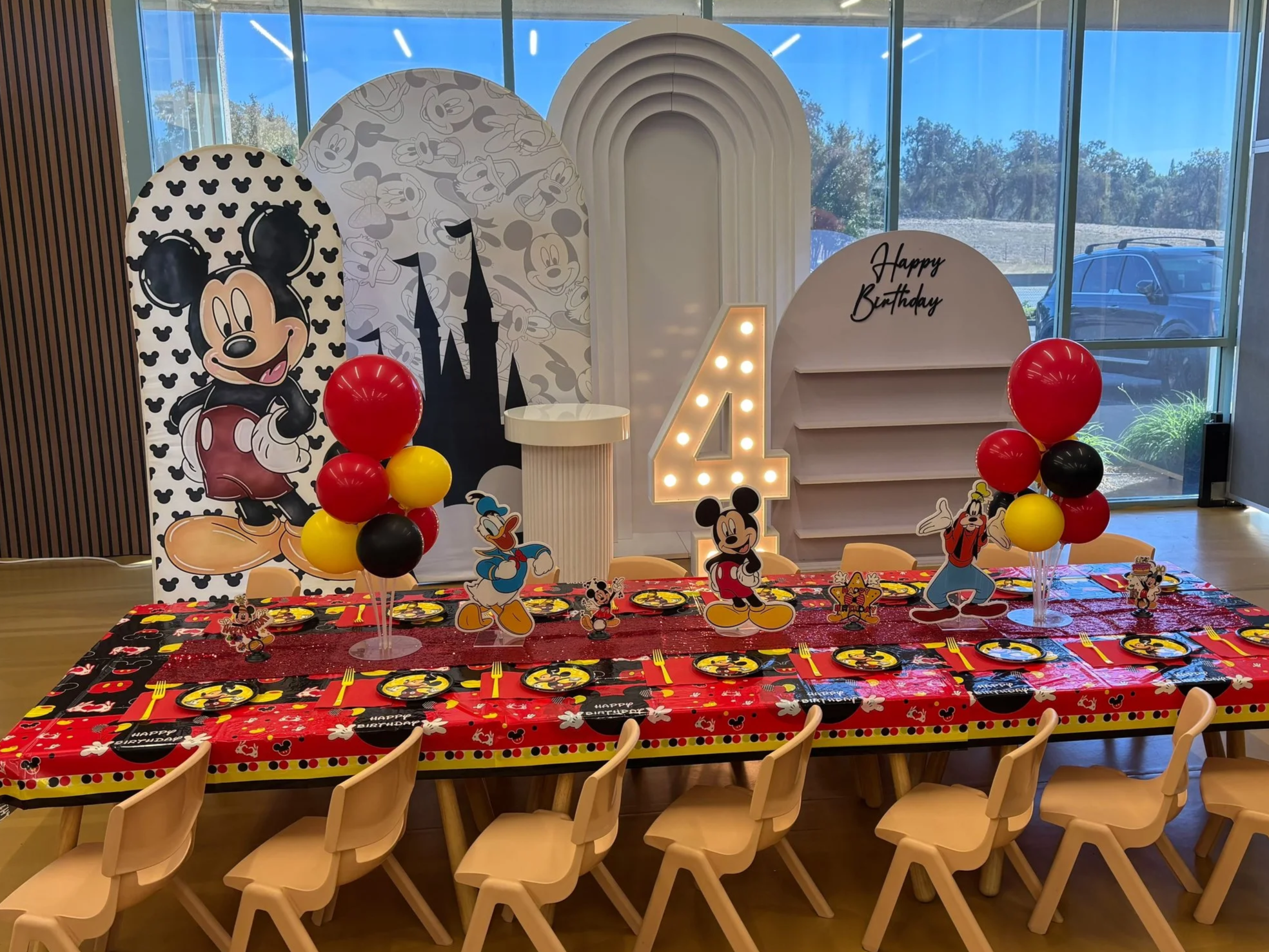 Mickey Mouse Classic party setup at Enchanted Rocklin