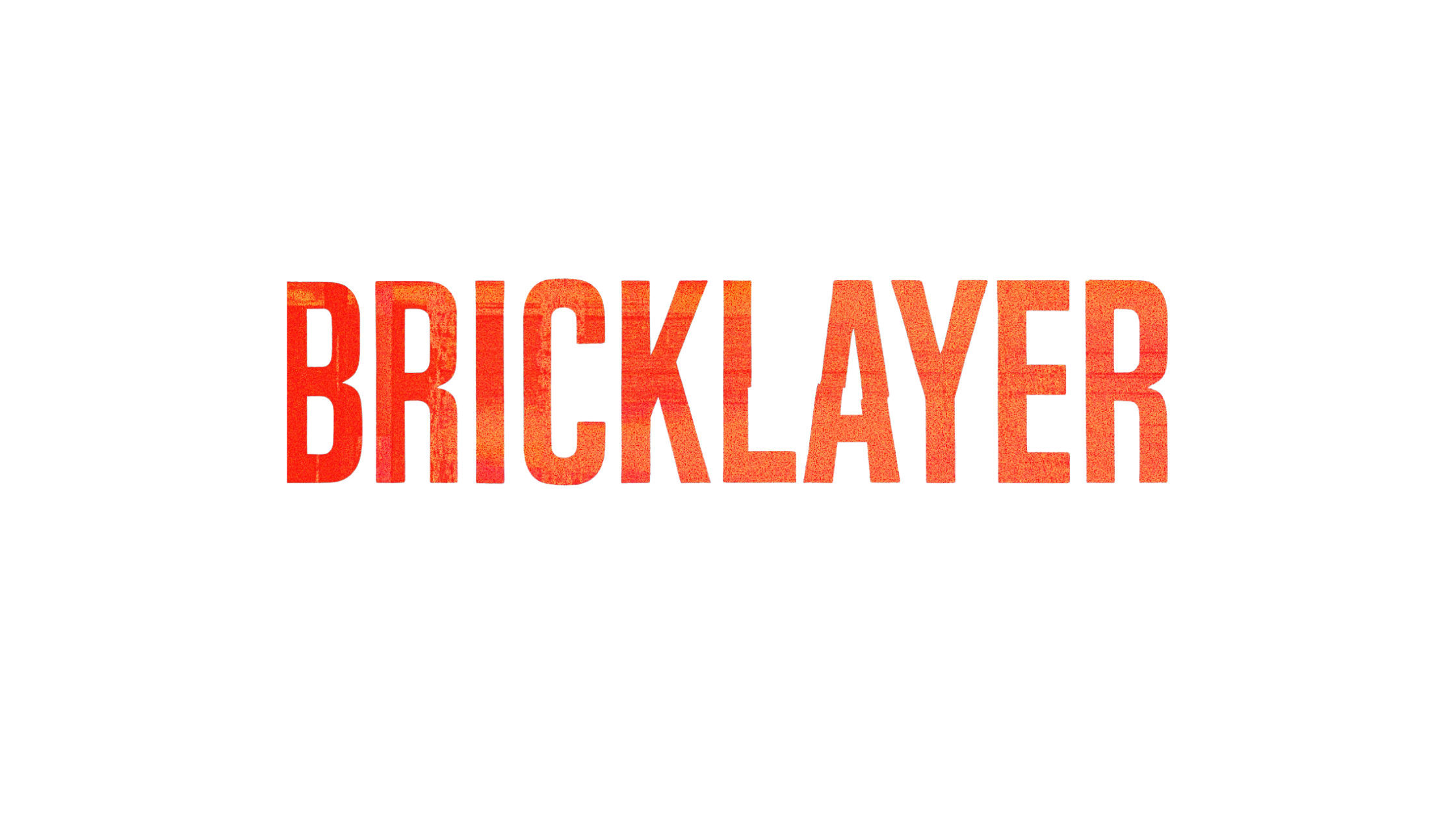 Text saying 'BRICKLAYER' in large red letters with a colorful urban background behind it.