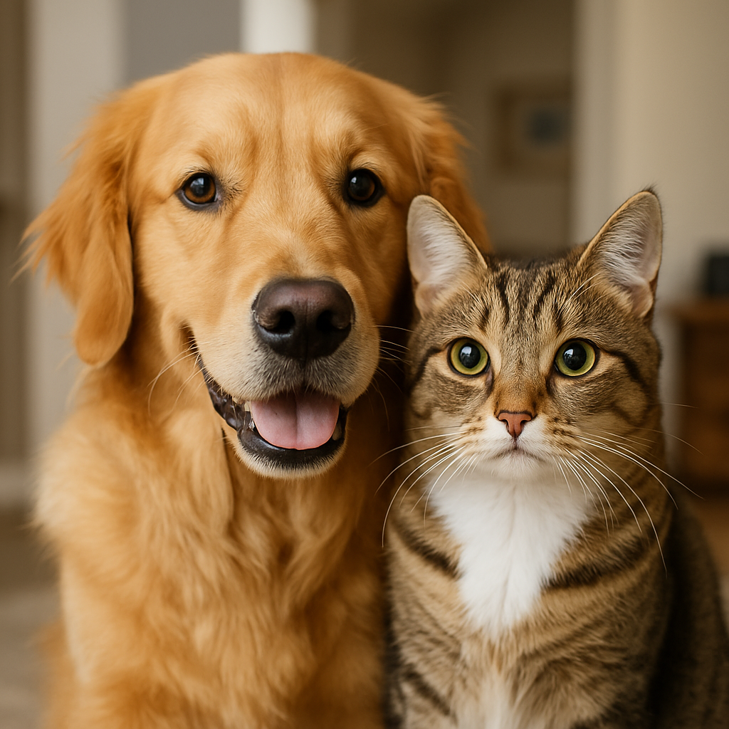 Dog and cat receiving veterinary care near Pinedale, CA.