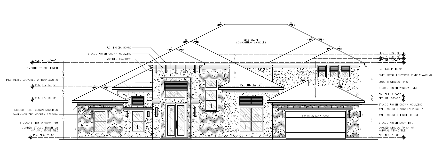 Residential architectural elevation and construction documentation