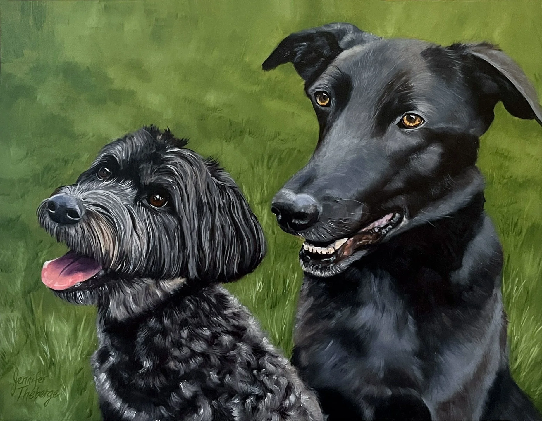 Gracie & Apollo, 14" x 11" Wood Panel