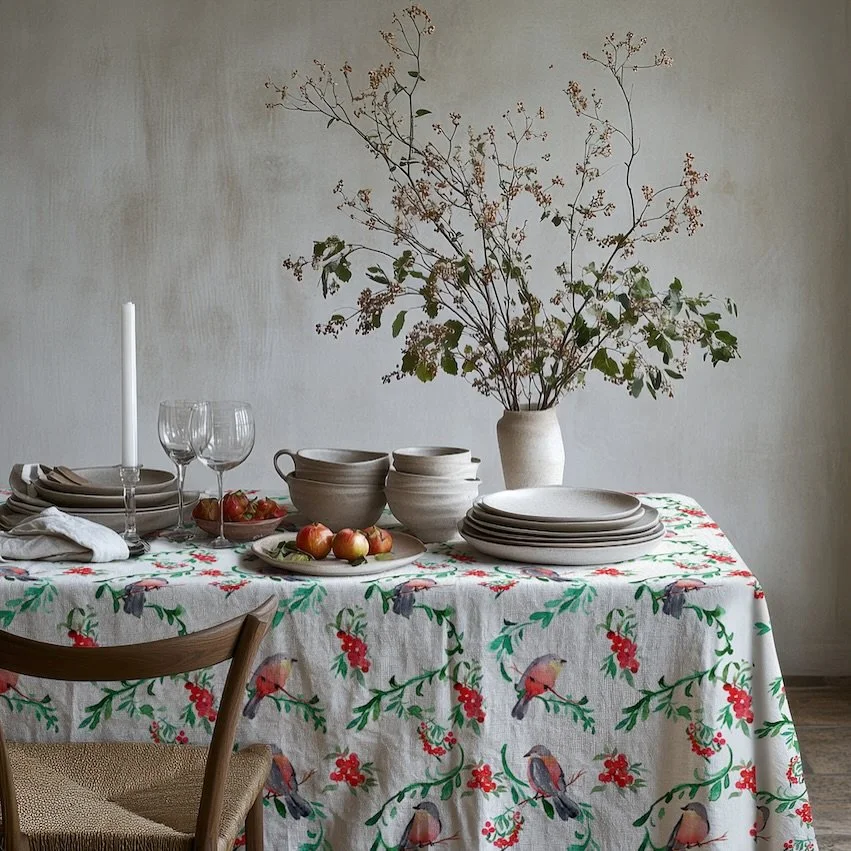 Hay algo m&aacute;gico en imaginar p&aacute;jaros que visitan la mesa de Navidad. Entre ramas verdes y mu&eacute;rdagos, este dise&ntilde;o busca capturar la alegr&iacute;a y la calma de esas reuniones que tanto disfrutamos. 

Este raport es parte de