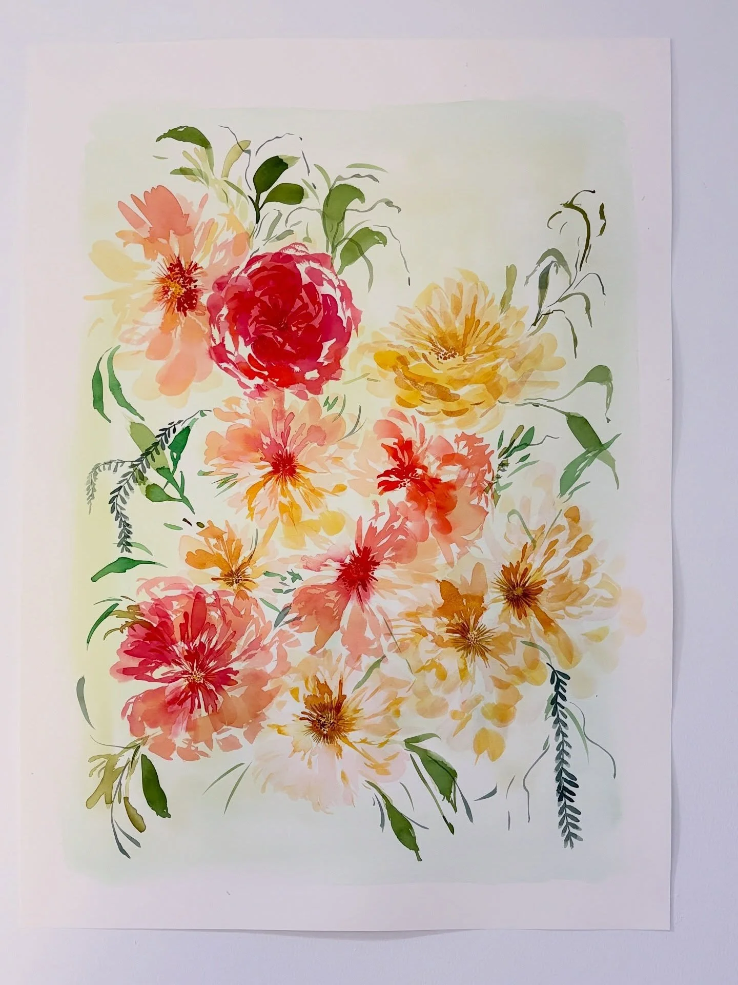 Todas las flores. 
Acuarela 50x70 cent&iacute;metros. 

#watercolourpainting #unespinos #jardin #algobonitohaydentro