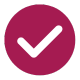 A checkmark inside a pink circle.