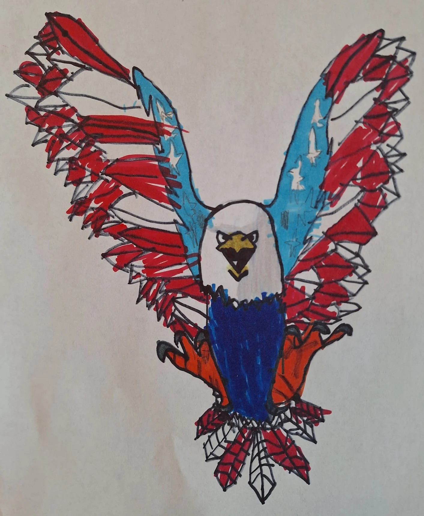 Daniel Barley (age 5) from Roaring Spring, Pennsylvania, says of his "American Eagle": "I wanted to draw this because it's cool and I like it. It helps to celebrate America's birthday."