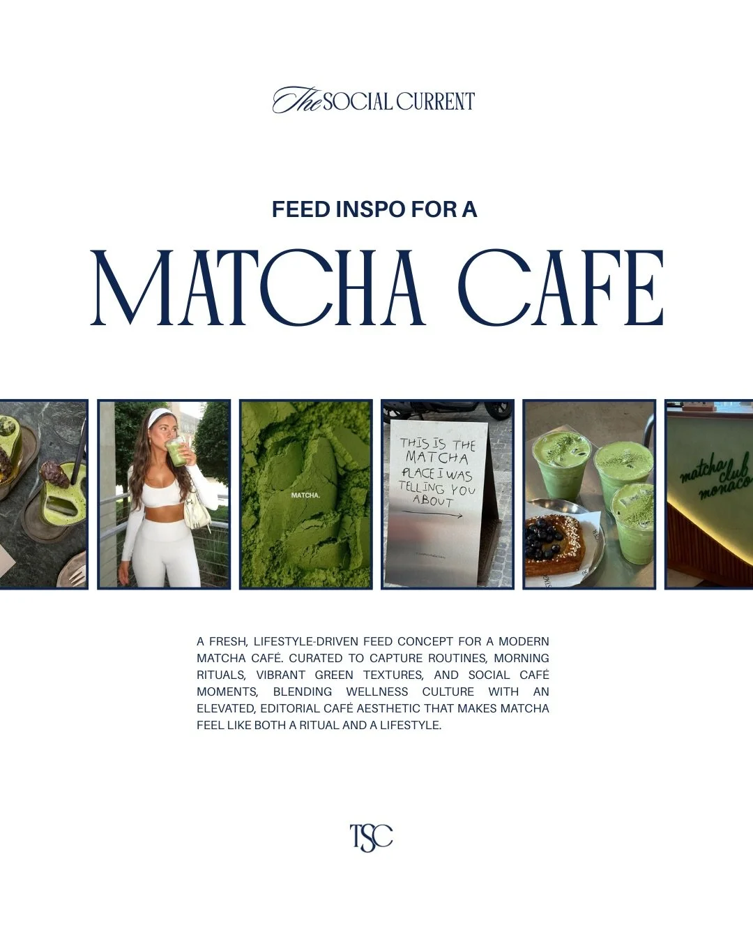 Matcha caf&eacute; feed inspo 🍵🌿

This feed is meant to feel fresh, calm, and a little ritualistic. 

We used vibrant green textures, wellness routines, and casual social hangs to make matcha feel less like a drink and more like a lifestyle. We wan