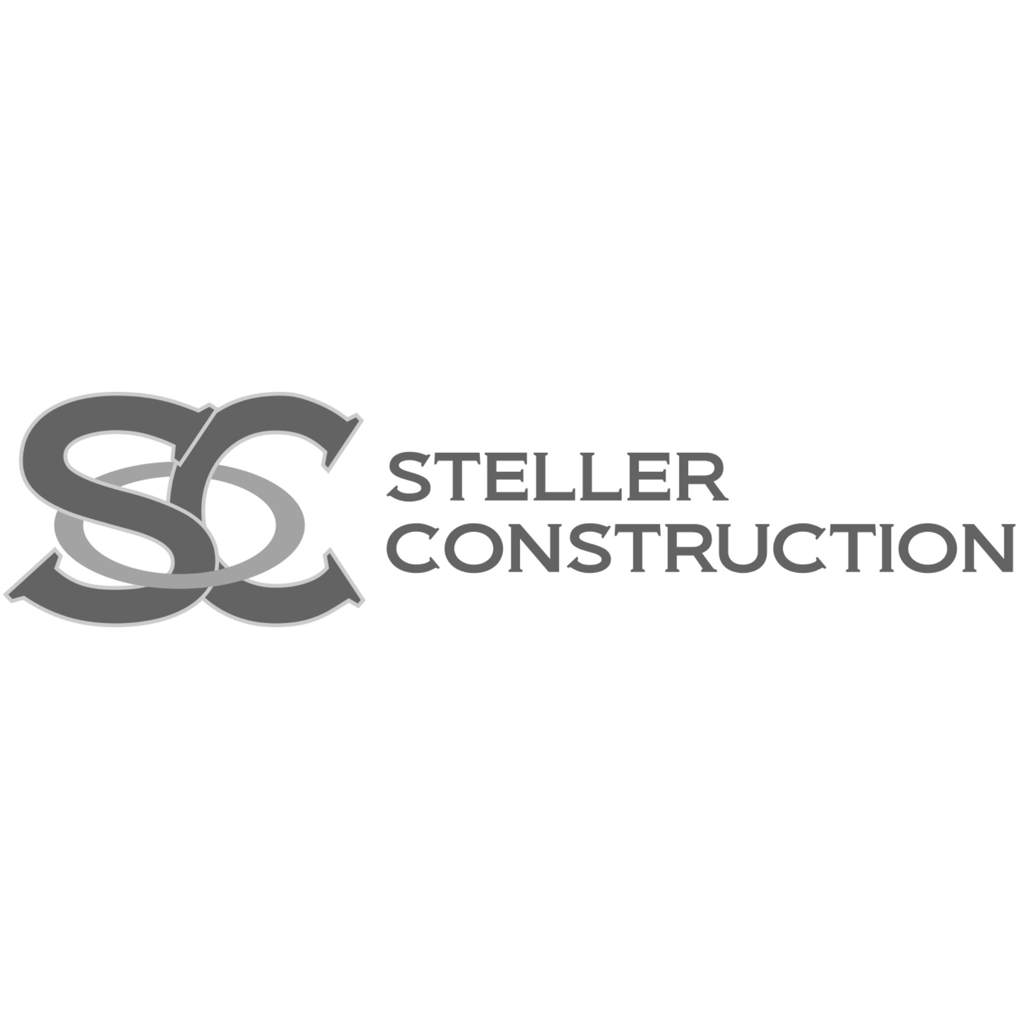 Gray logo for Steller Construction featuring stylized interlinked S and C initials.