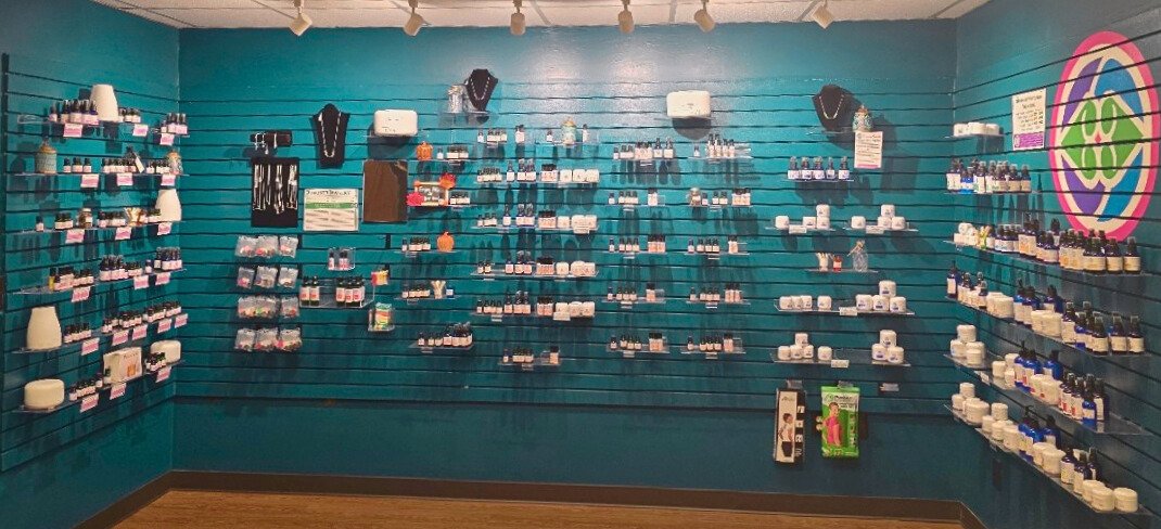 Our retail area: Home to the entire Harmony Naturals line — handcrafted, small-batch, and made right here in-house!