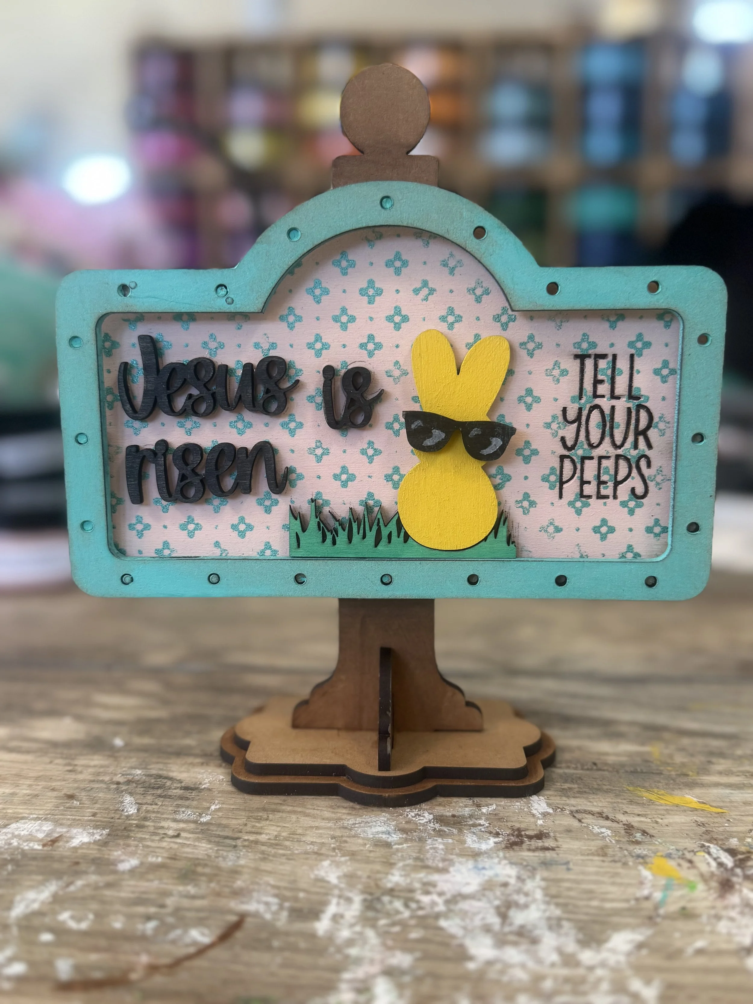 Jesus Is Risen - Unfinished Wood Cut Out - Welcome Sign Add on