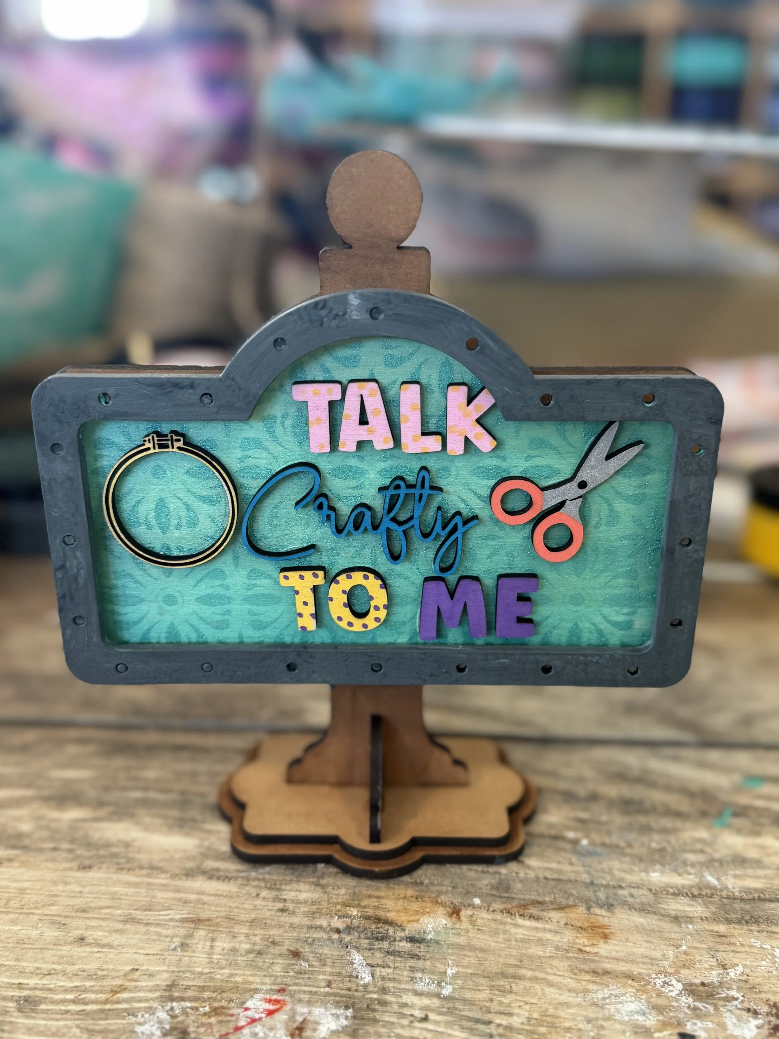 Talk Crafty To Me - Unfinished Wood Cut Out - Welcome Sign Add on