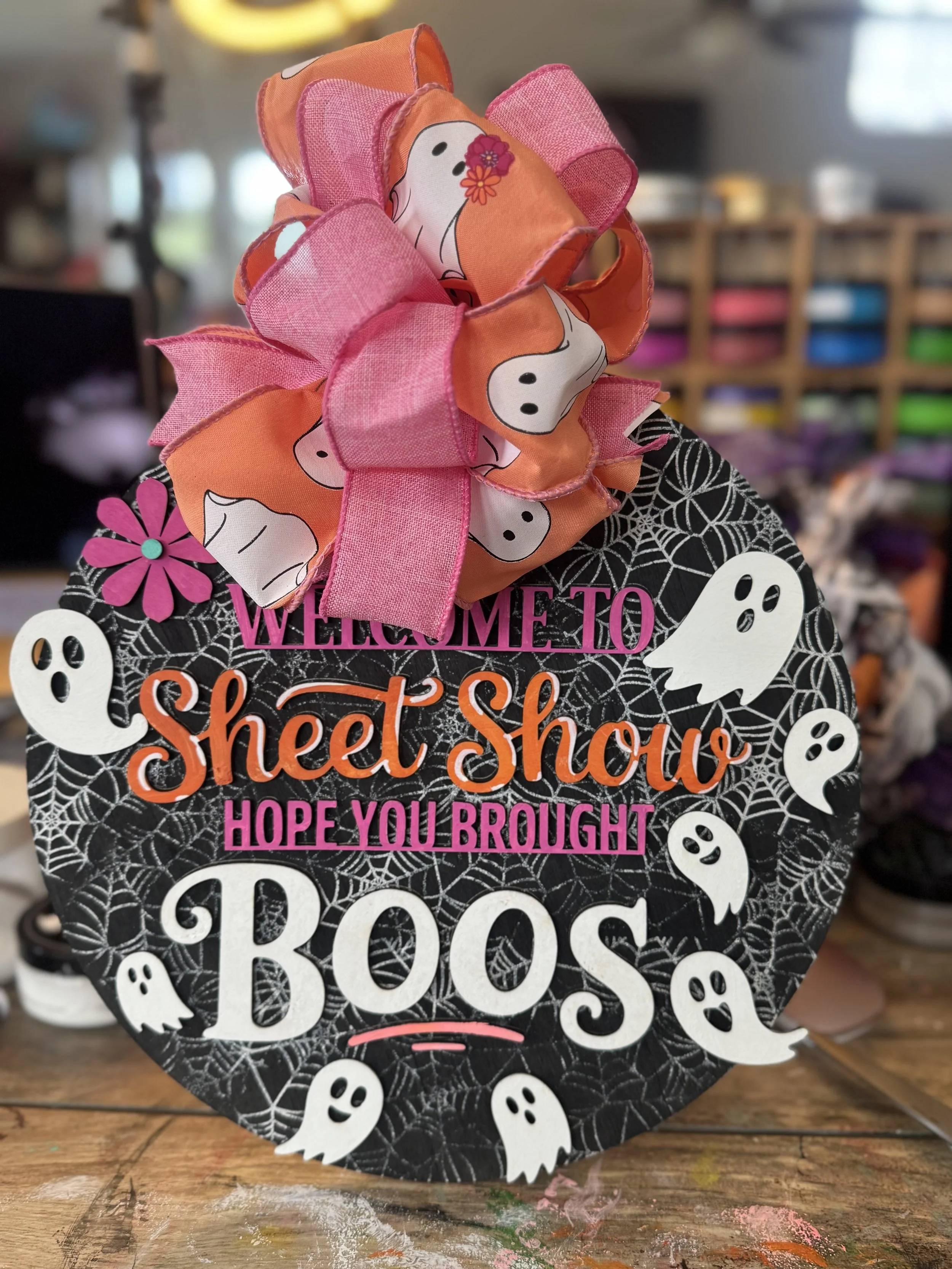 Welcome to the Sheet Show – Halloween Ghost Door Hanger