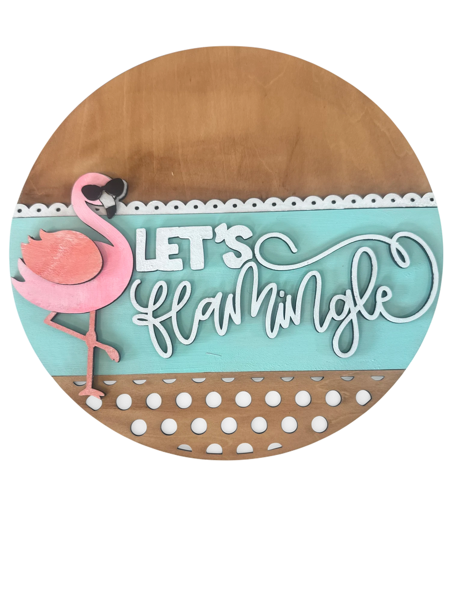 10" Let’s Flamingle Flamingo Wooden Round Cutout – Unfinished