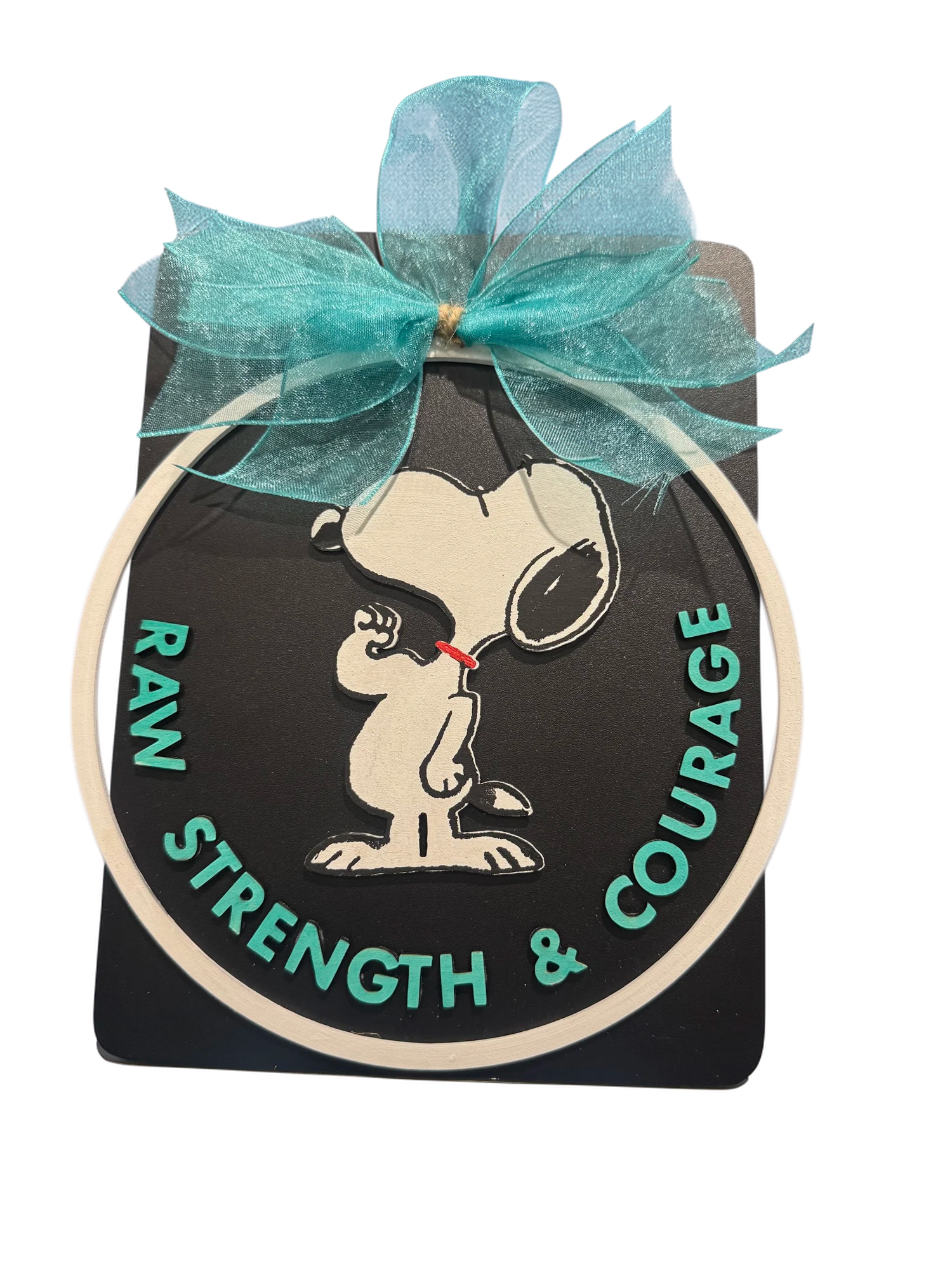 9" Snoopy Raw Strength & Courage Wooden Round Cutout – Unfinished