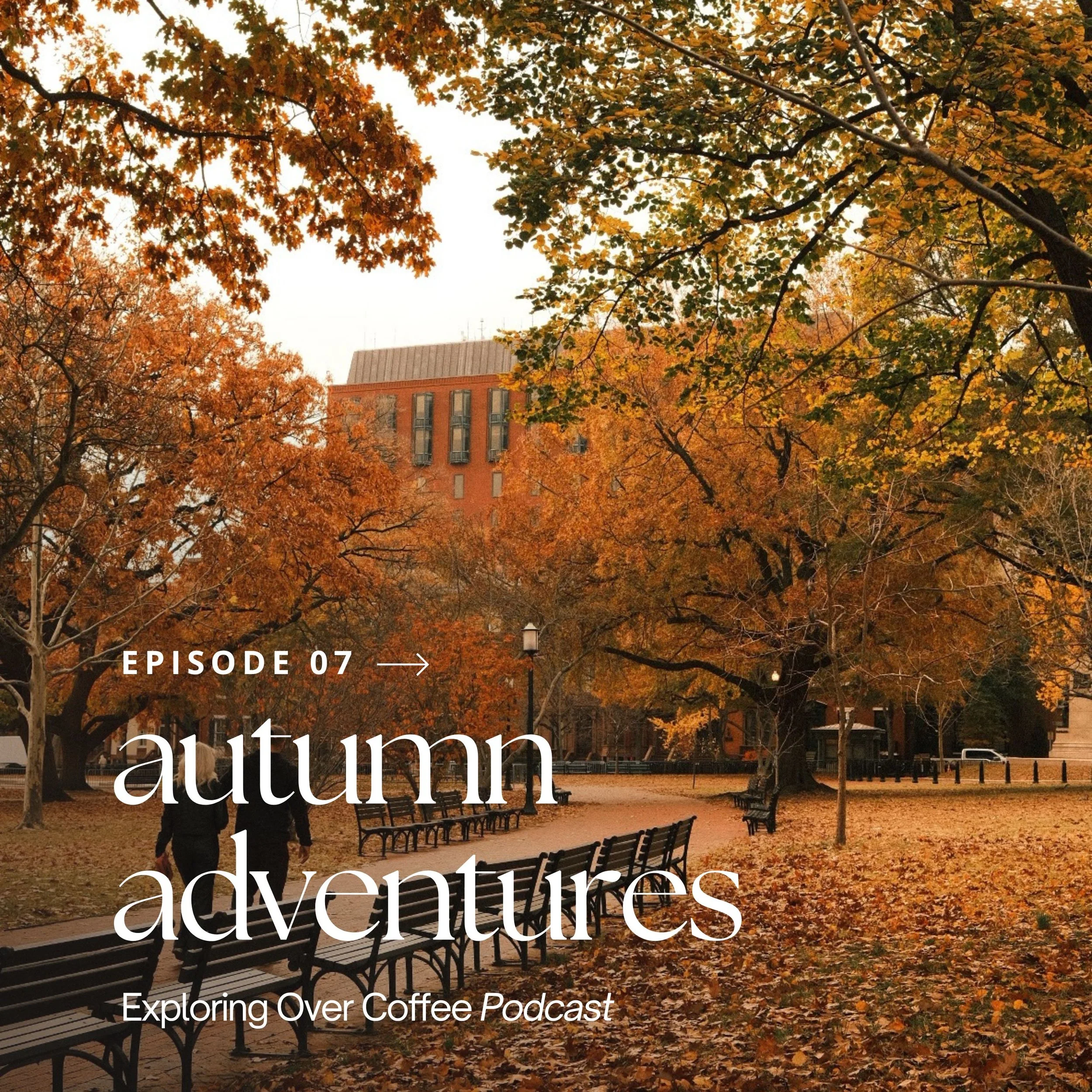 Two people walking in a park during the fall