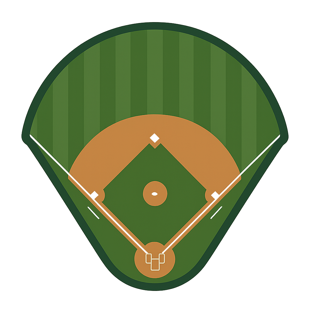 Diagram of a baseball field with bases and pitcher's mound