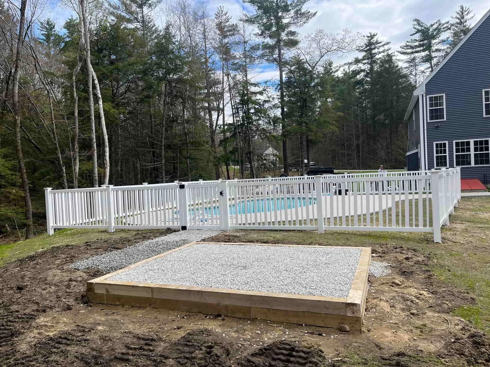 Shed pad installation in New Hampshire