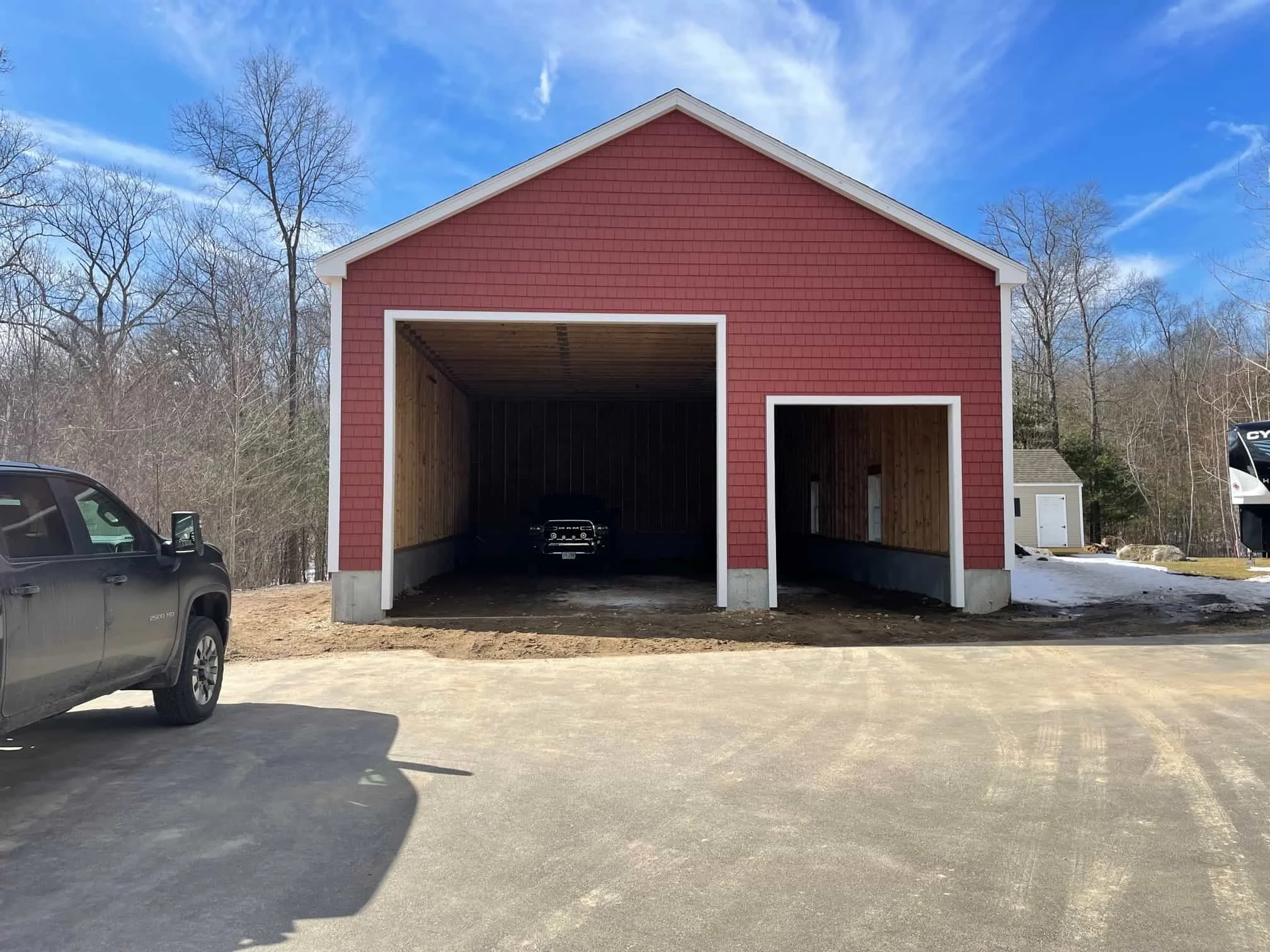 Garage concrete foundation in New Hampshire