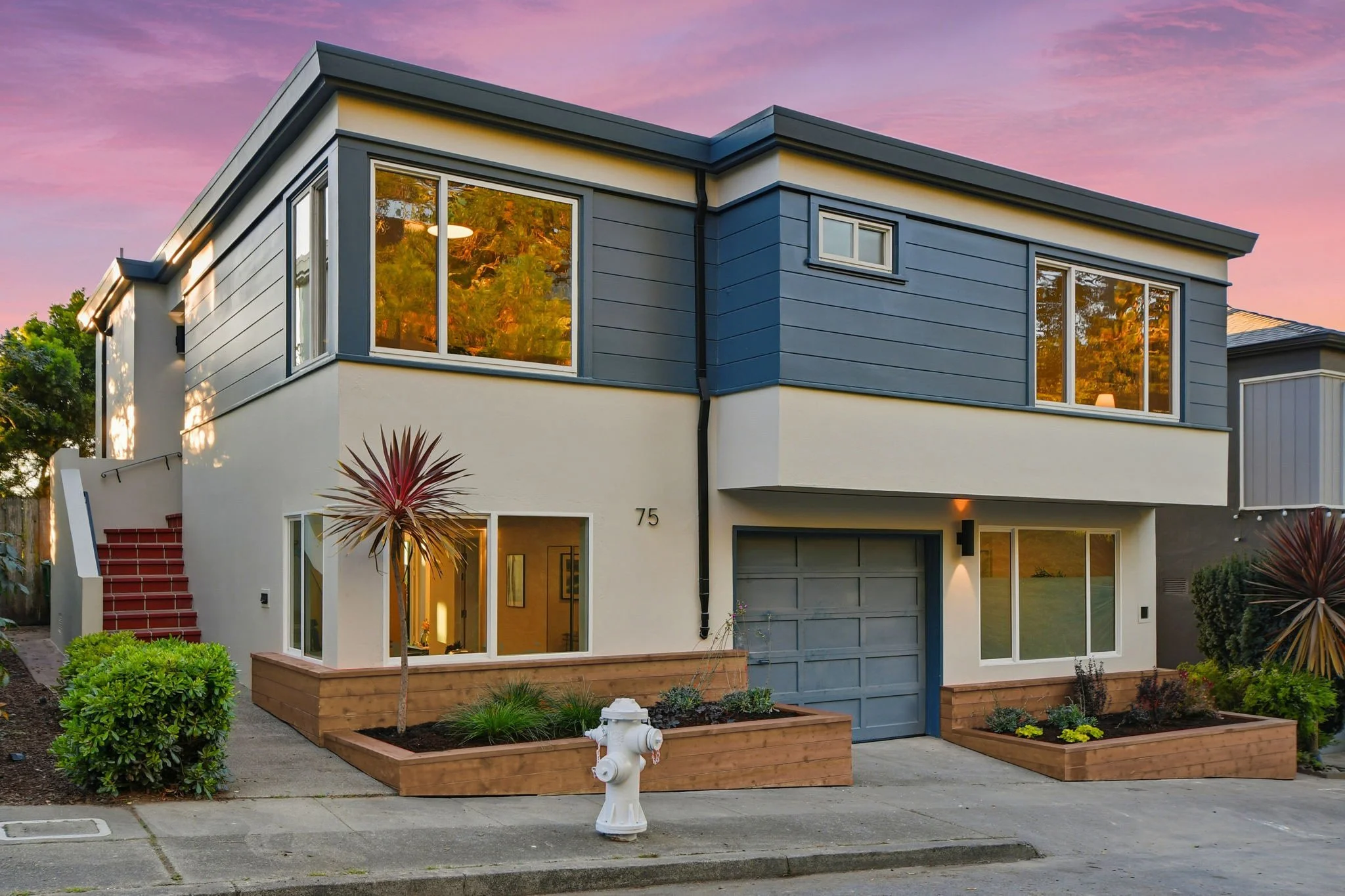 Front Facade 75 Knollview Way at Twilight