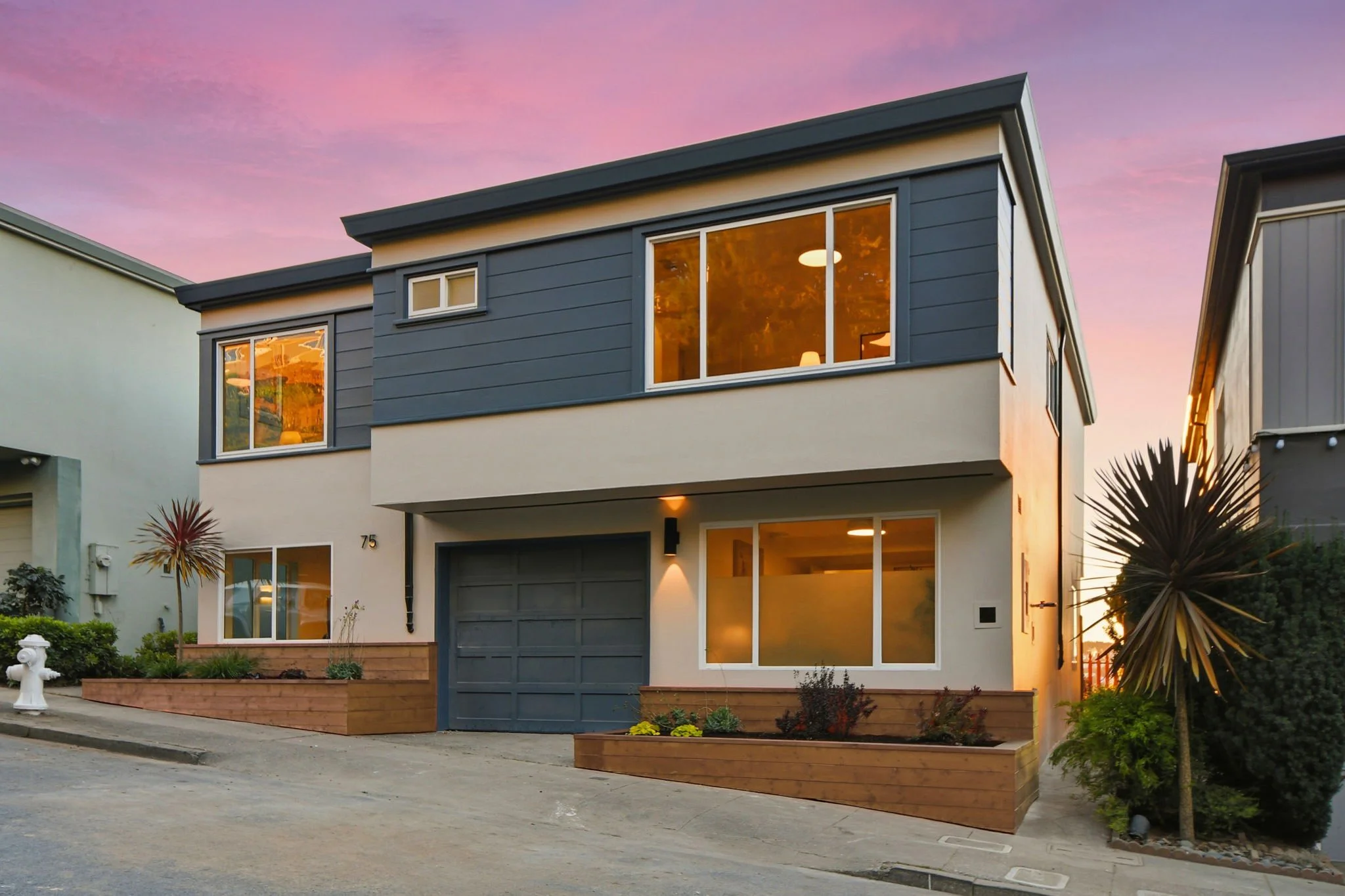 Front Facade 75 Knollview Way Right Angle at Twilight