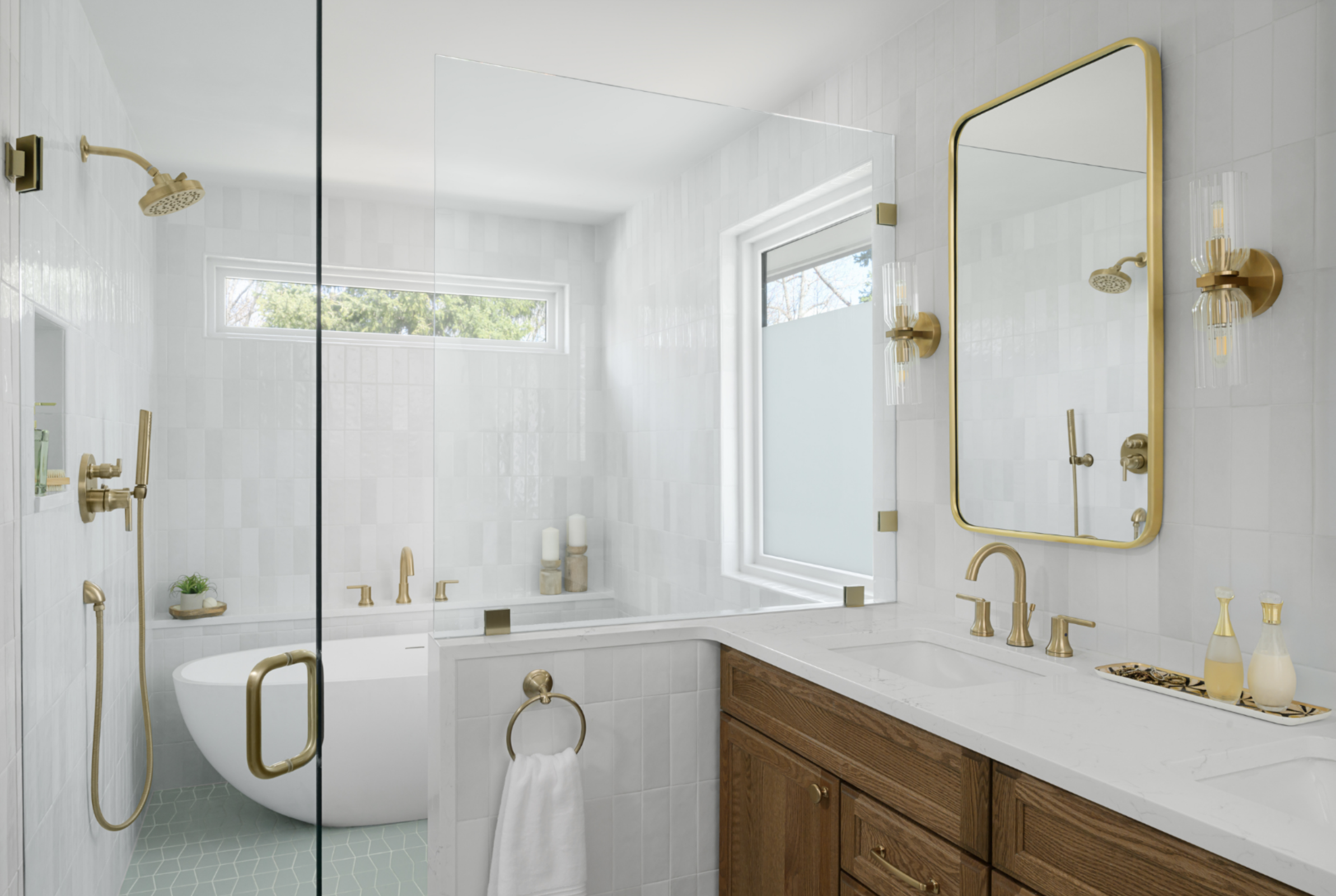 After: A spacious showerroom with new transom window
