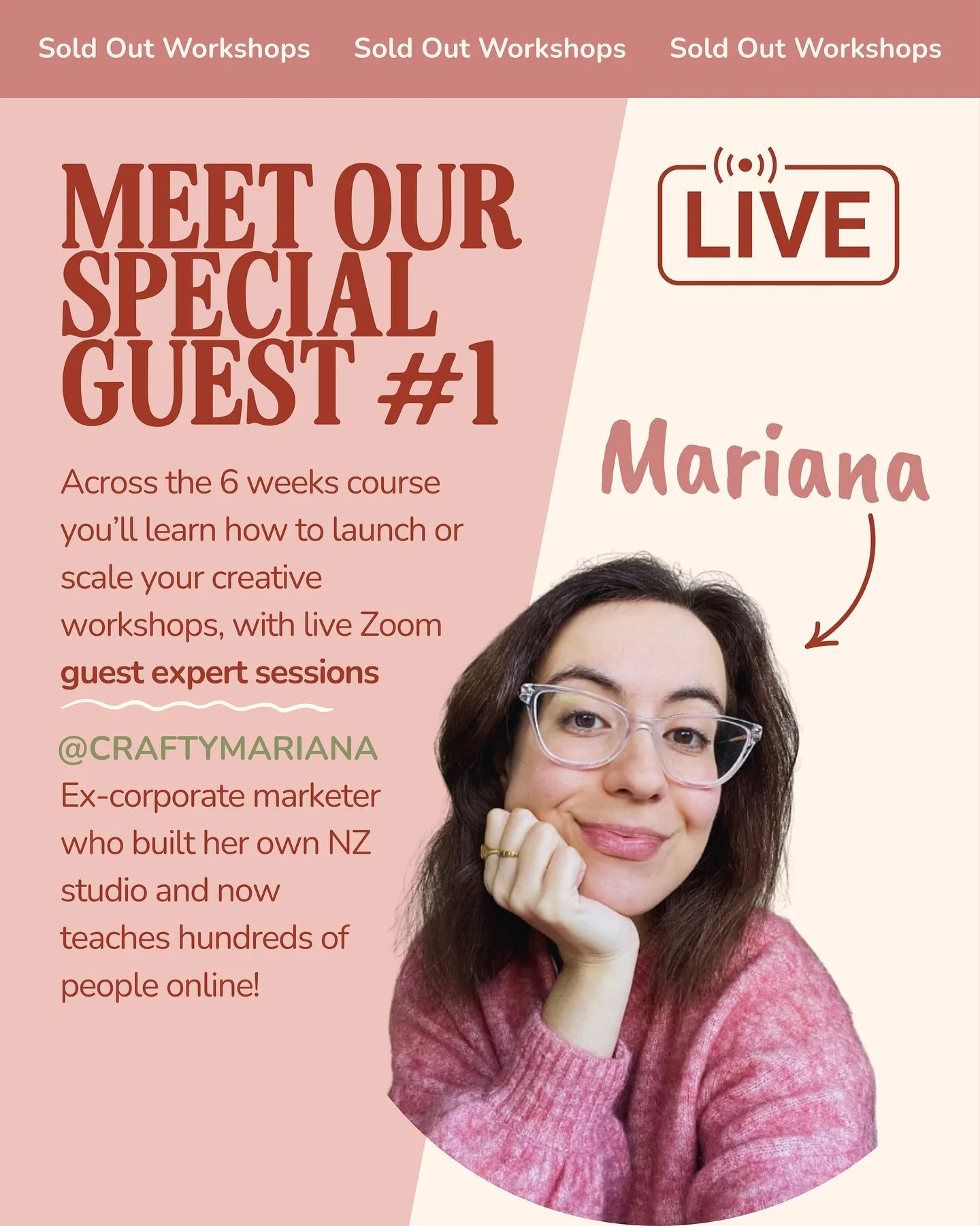 The “How to Teach Sold-Out Workshops” course kicks off Oct 28 and runs for 6 weeks!! for artists, makers and creatives who want to start or scale their own workshop business 🎨 
We’ve got incredible guest speakers joining us (Craft