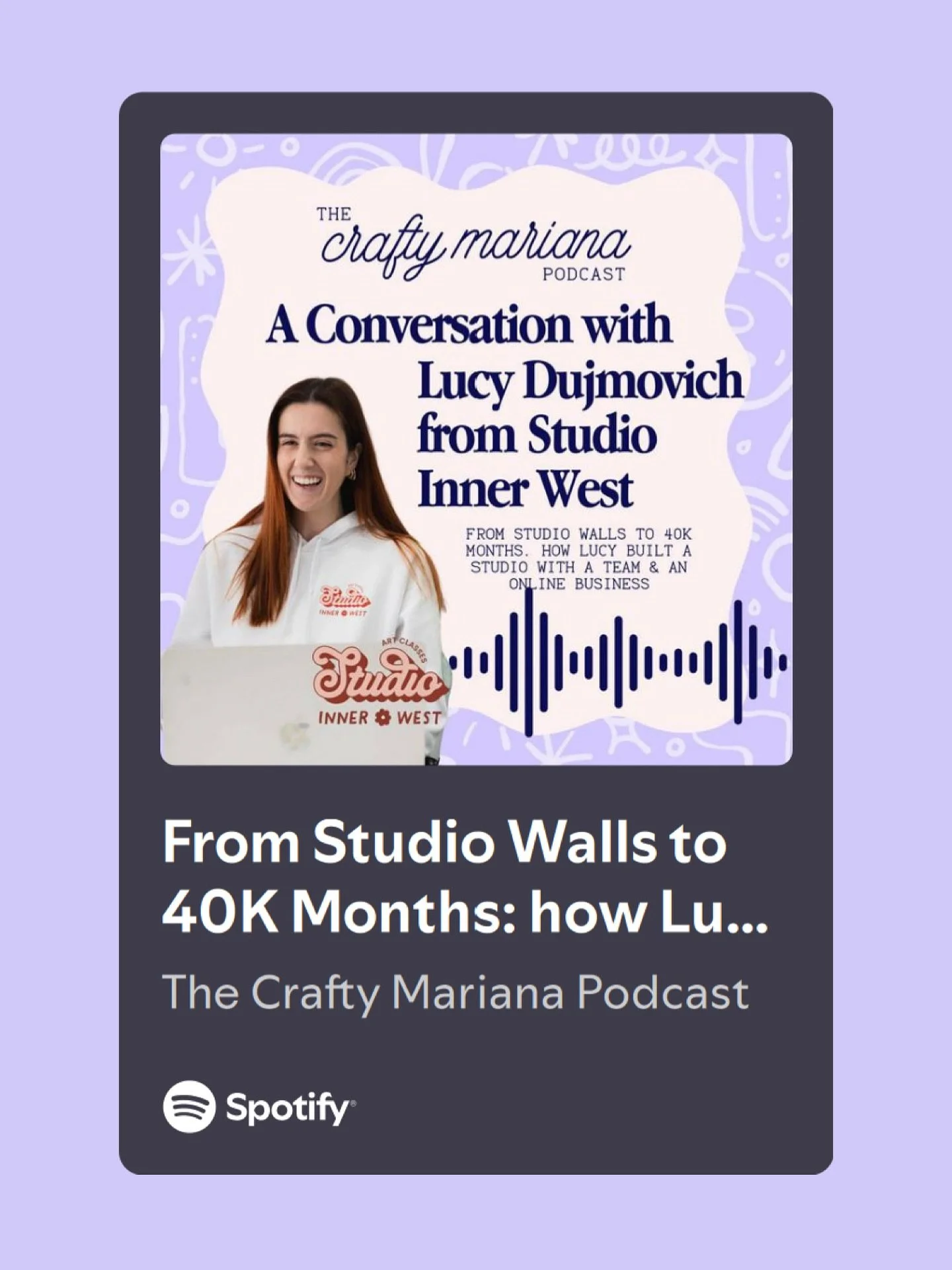 She&rsquo;s the talk of the town 🤭 Thankyou @craftymariana for having me on your podcast to talk all things creativity and business! 👩🏻&zwj;💼🎨

If you&rsquo;d like to listen to a little more of my journey go to Spotify, search &ldquo;Crafty Mari