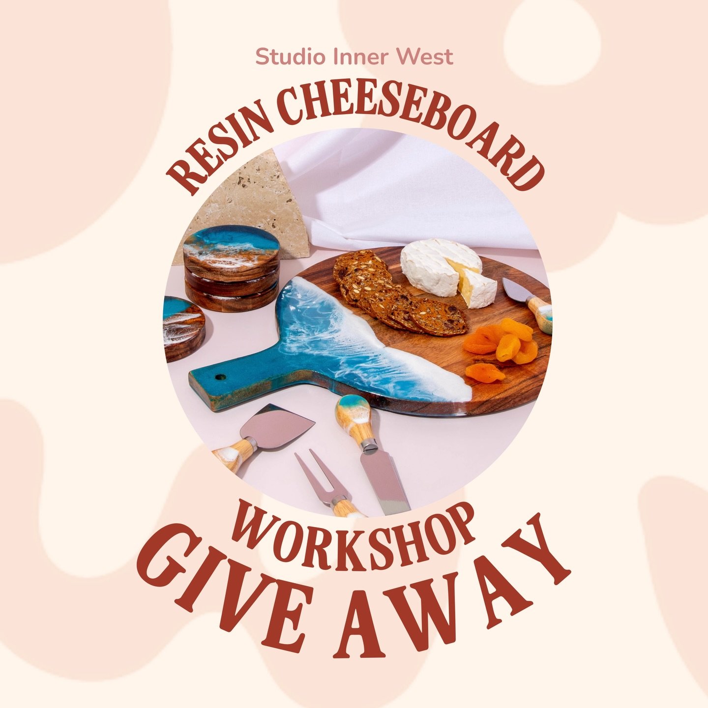 GIVE AWAY AT 8K! 🎉 
To celebrate we are giving away two tickets to our DIY Resin Cheeseboard art class for you and a friend once we hit 8000 followers on Insta!

How to enter:
1. Make sure you&rsquo;re following @studioinnerwest
2. Tag who you&rsquo
