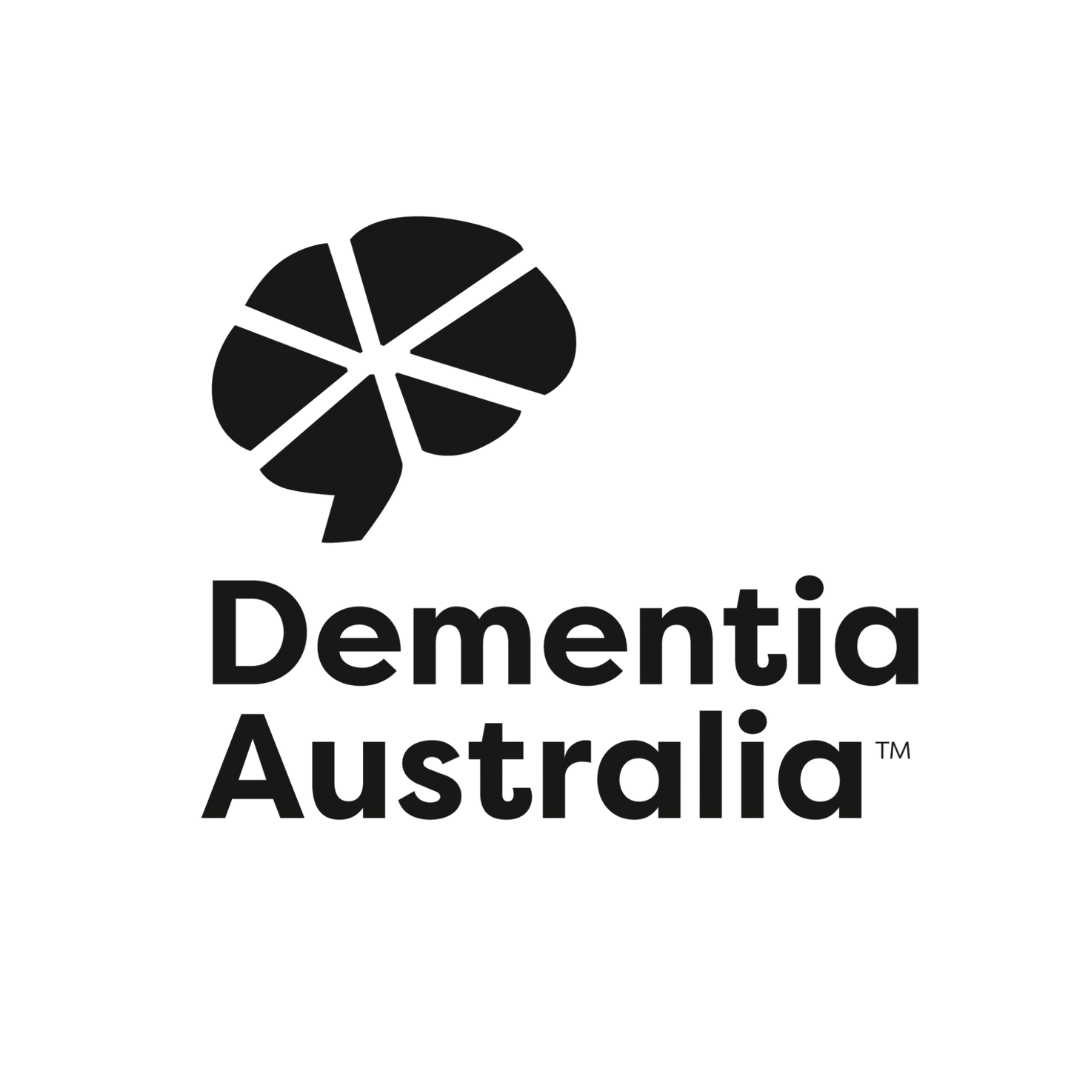 Logo of Dementia Australia featuring a stylized brain design.