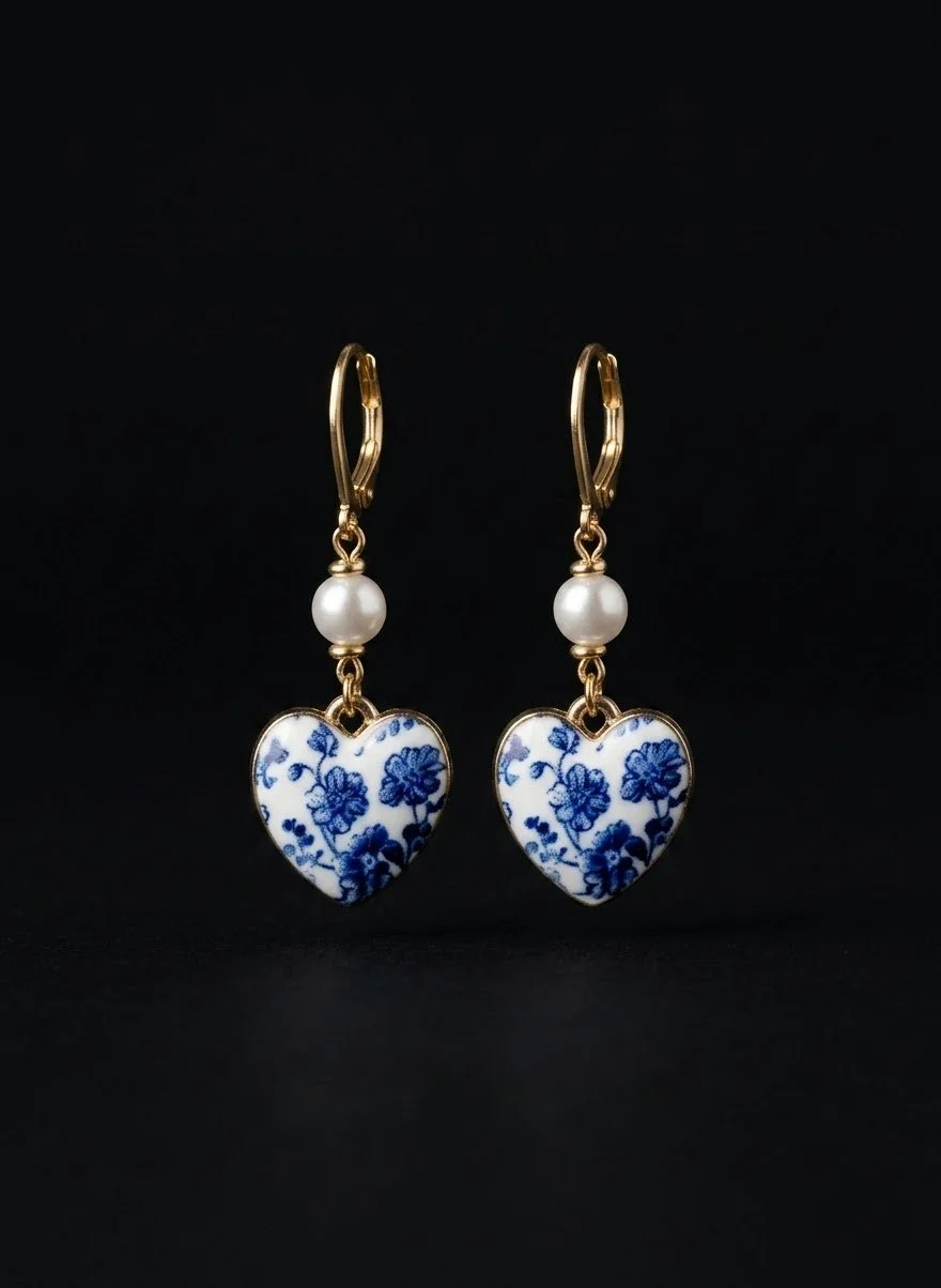 Blue Floral Hearts