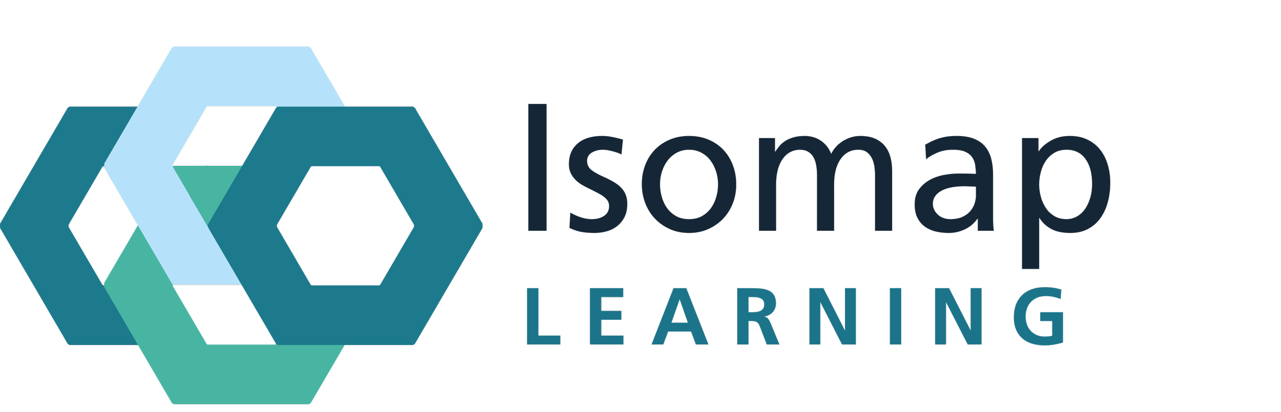 Isomap Learning logo with interlocking hexagons in teal, dark blue, and light blue, alongside the word 'Isomap' in dark blue and 'Learning' in teal.