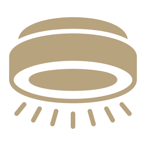 Icon of a ceiling light fixture with downward rays.