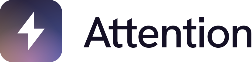 Logo with a lightning bolt icon and the word 'Attention' next to it.