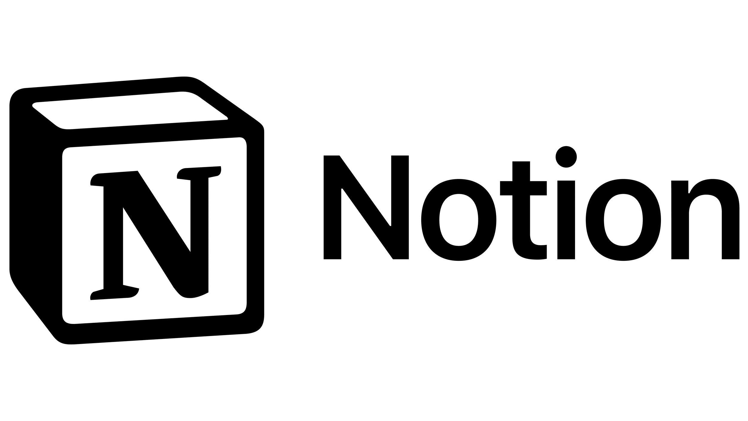 Notion logo with a stylized "N" inside a cube and the word "Notion" beside it.