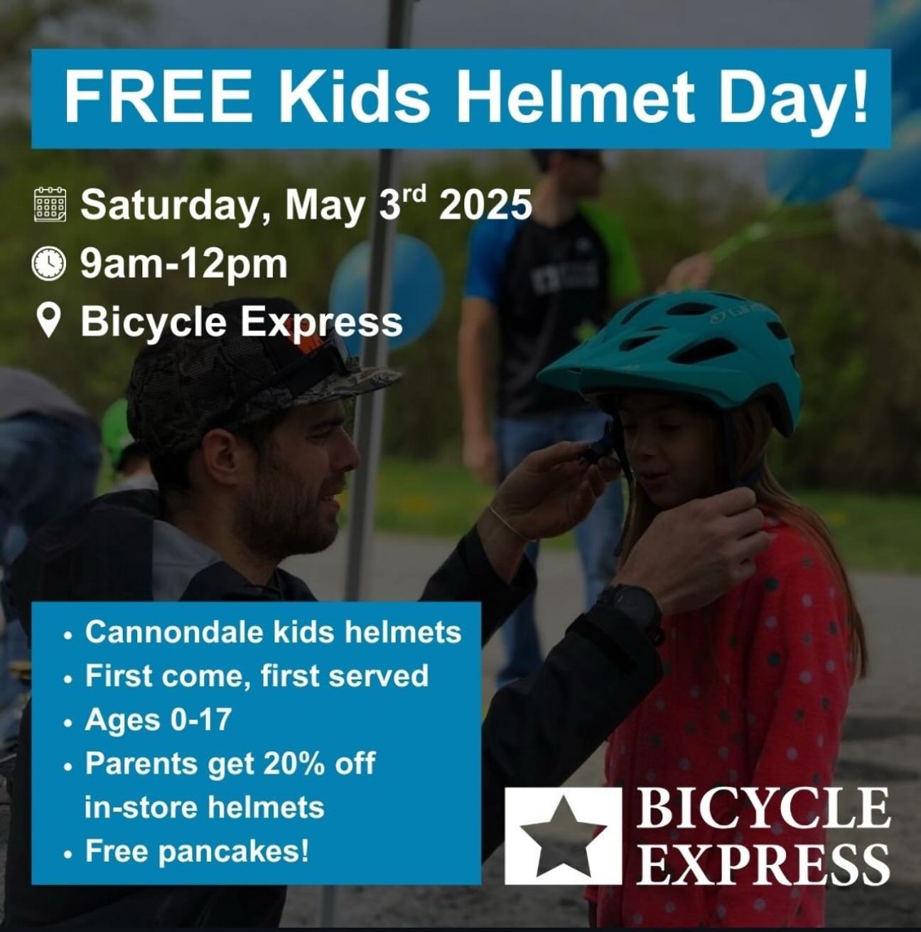 Join us on May 3rd @bikeexpressvt for a free kids helmet clinic. We will check fit and have free helmets for youth up to age 17. Free while supplies last! Parents/guardian can get 20% as well on any helmet in store. #teambikeexpress #bikeexpressvt