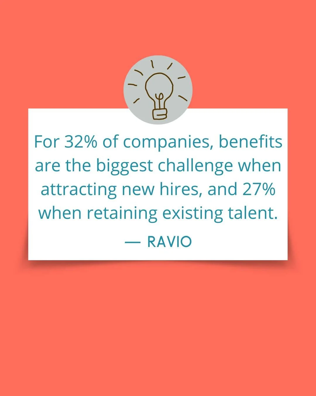 Think you're saving money by skipping employee benefits? Here's what it could actually be costing you.

For 32% of companies, benefits are the biggest challenge when attracting new hires, and 27% when retaining existing talent. 

When employees leave