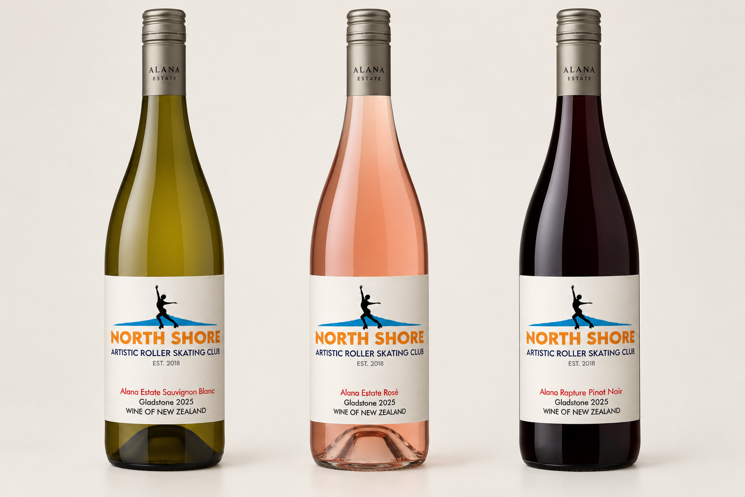 custom wine bottles with north shore club logo on the label