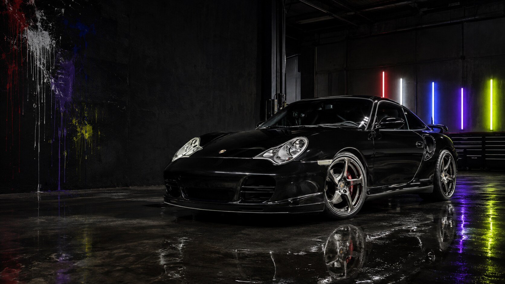 Black Porsche 996 Turbo at Niche Motorwerks Porsche repair and performance shop in Redondo Beach