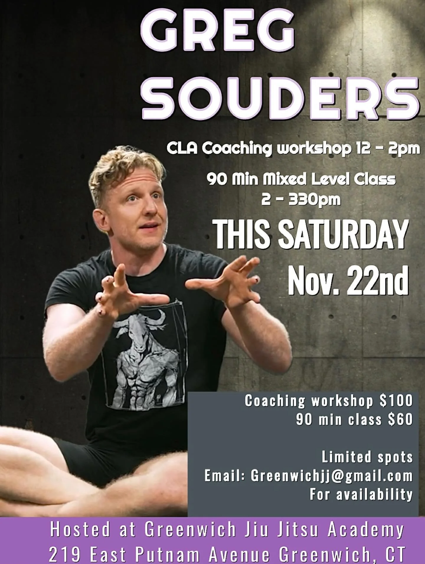 We&rsquo;re very excited to host @gdsouders Head Coach / Owner of @standardjiujitsu for both a CLA Coaching workshop and a 90 min open class. Coach Souders has led the charge, shoving traditional coaching philosophy towards modern, scientifically sup
