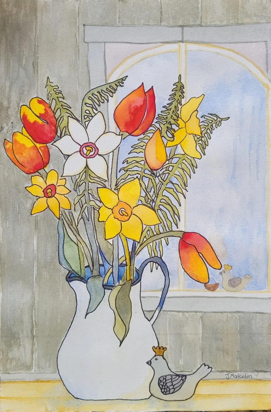 "Spring Flowers" - 13 x 16" - Watercolour Framed - $300.00