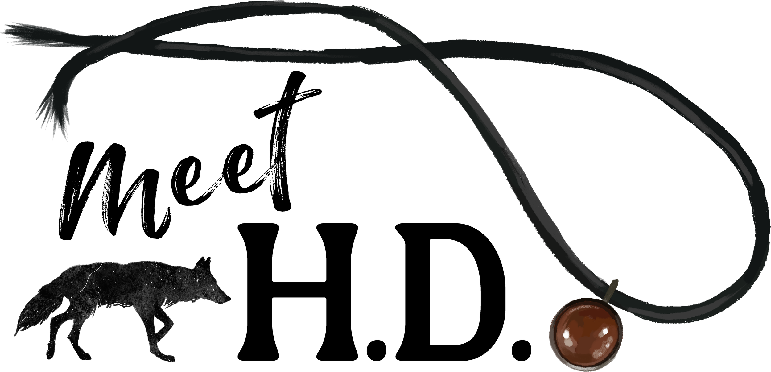 A coyote next to the words Meet H.D. along with a pendant