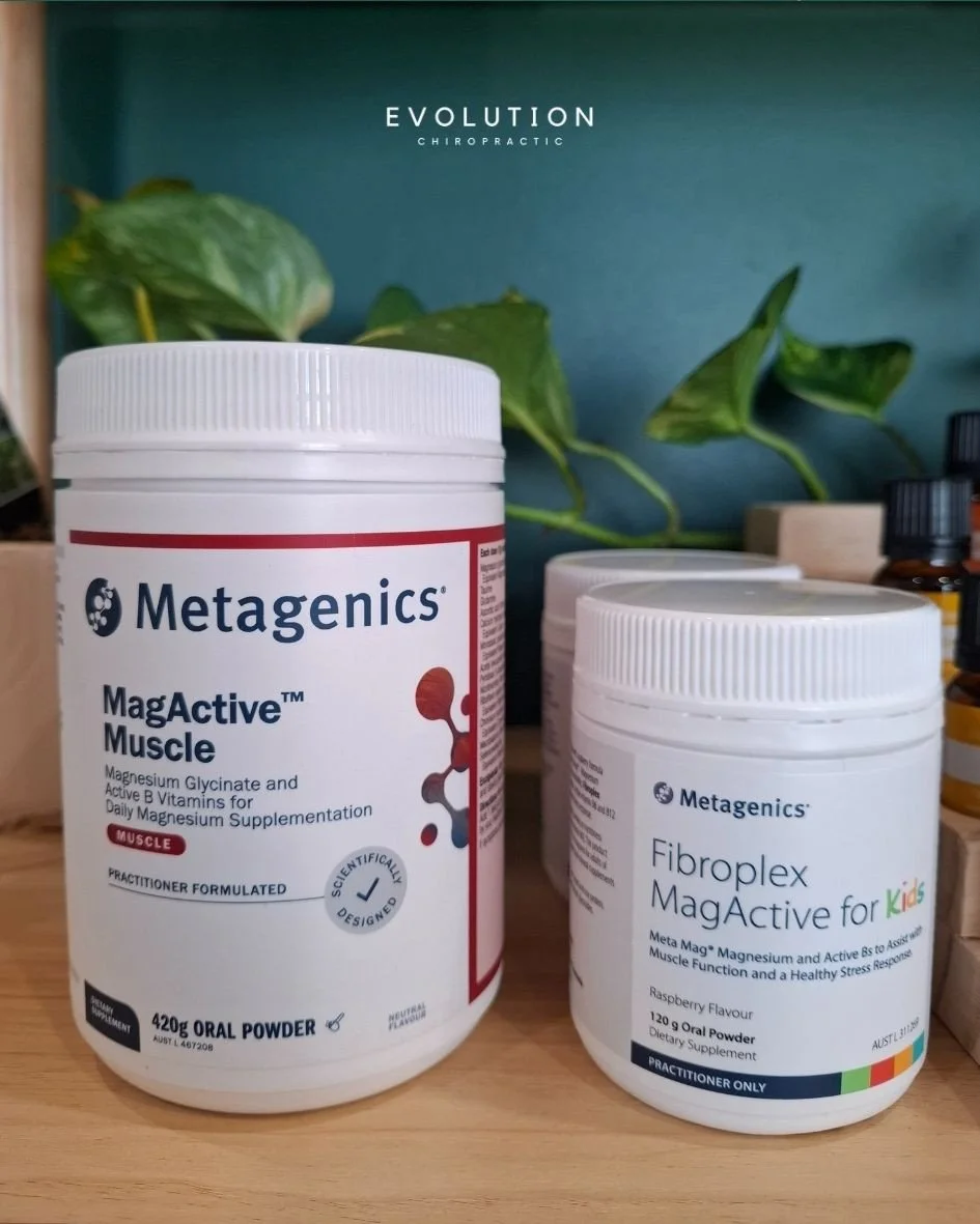 Let&rsquo;s talk magnesium 🌿⁠
⁠
Magnesium is an essential mineral that plays a role in things like energy production, muscle function, and nervous system support.⁠
⁠
At Evolution, we stock:⁠
✨ Fibroplex MagActive &ndash; a high-quality magnesium sup