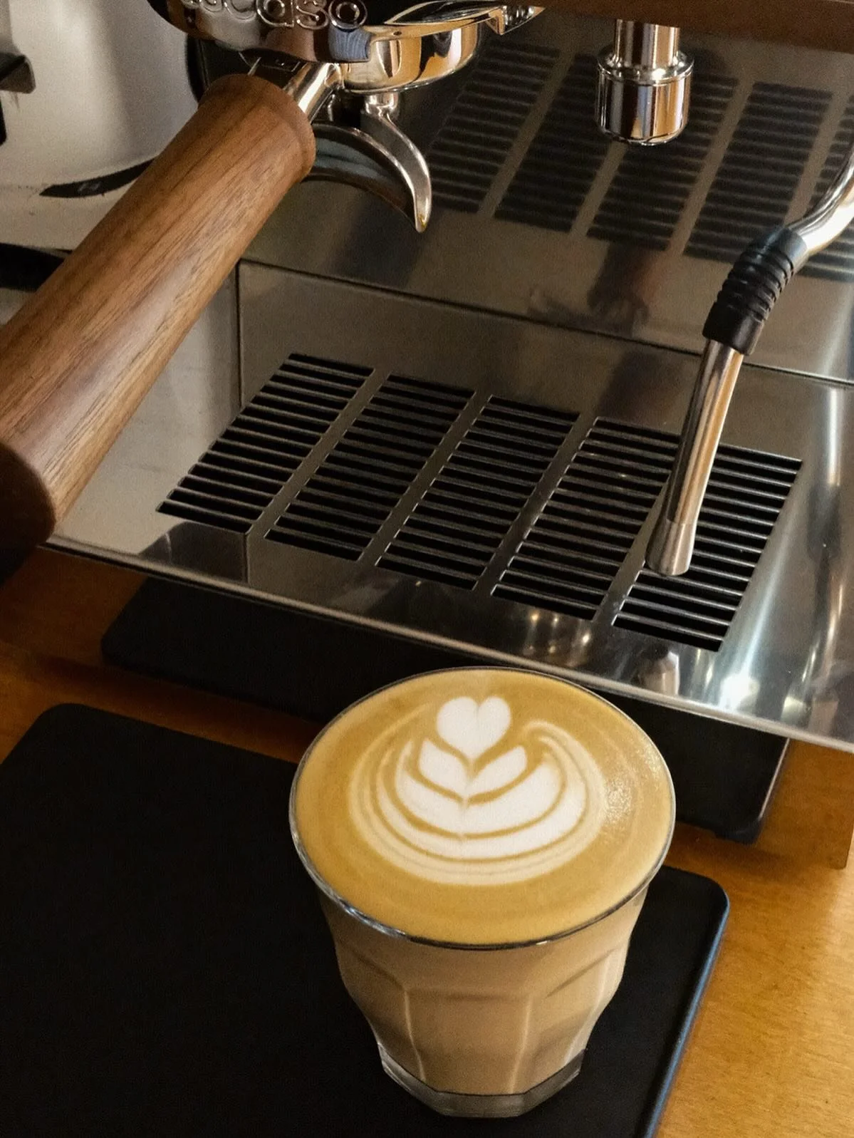 Cappuccino made with a double shot and steamed milk &mdash; perfect for a focused Friday