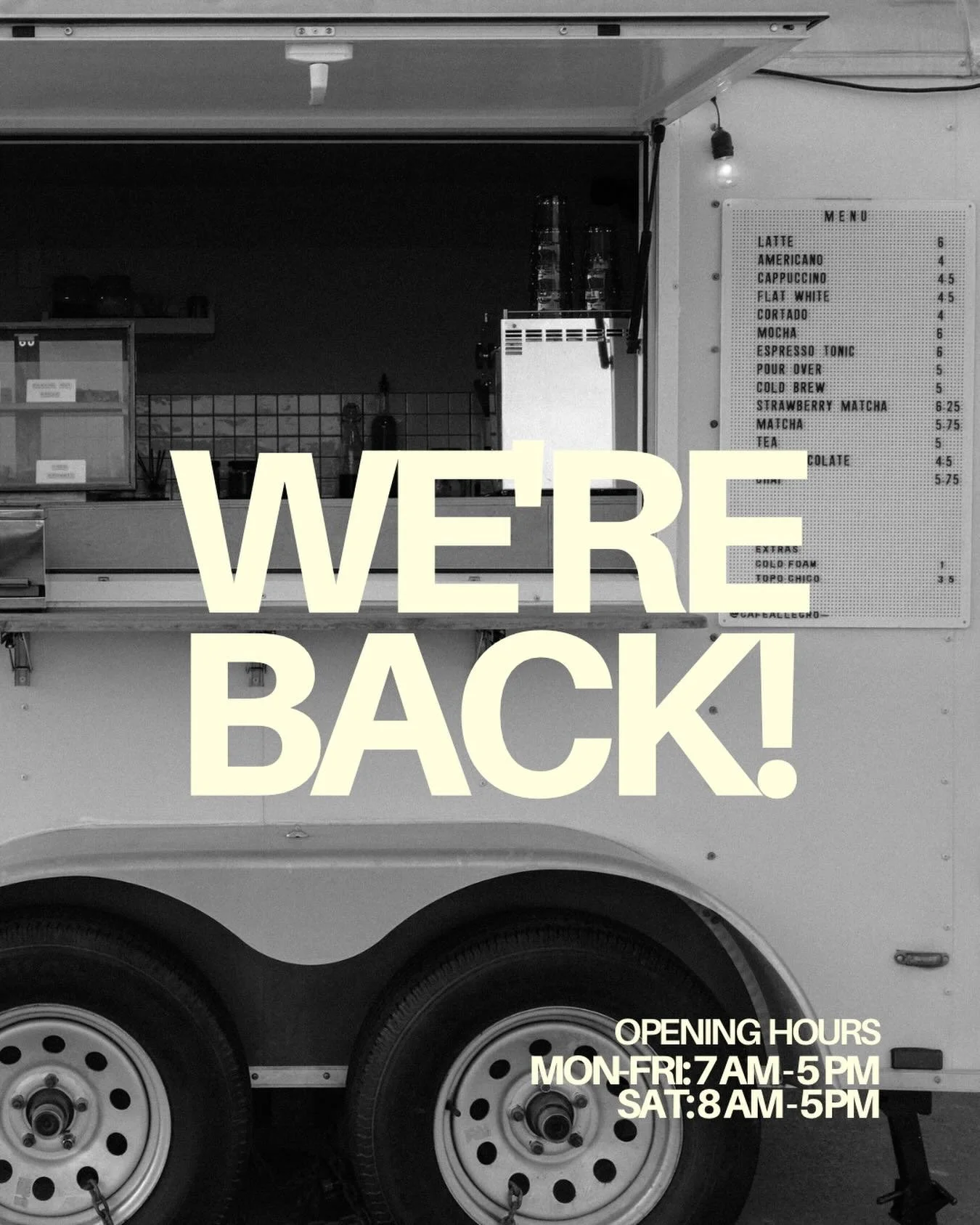 We&rsquo;re back! ☕️ After a few months away, Cafe Allegro is officially open again and we couldn&rsquo;t be more excited to serve you! Thank you for your patience and continued support during this time. 

Our new location and hours are listed in our