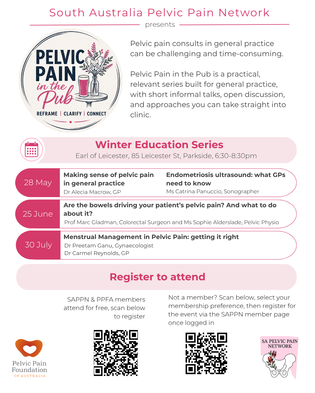 SA Pelvic Pain Network (SAPPN) event ticket only - Pelvic Pain in the Pub education series
