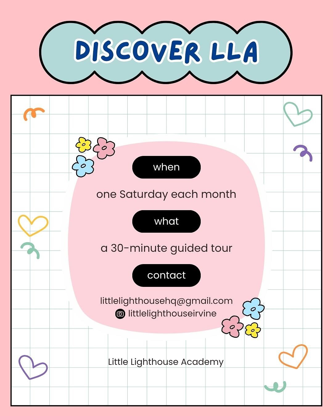 Discover LLA is a 30-minute guided tour that gives families a glimpse into our curriculum, classroom environment, and values. 💛

We&rsquo;ve been so touched by the number of families who&rsquo;ve signed up each month since we opened&mdash;spots have