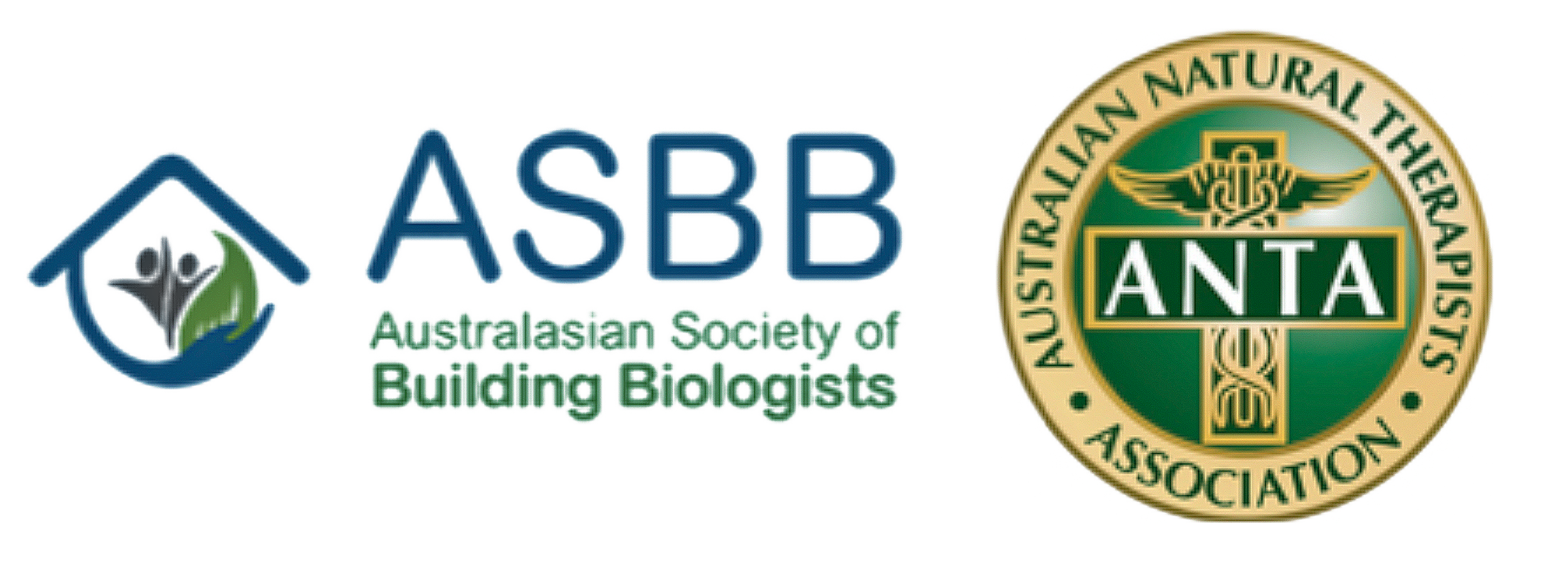 Logos of Australian Society of Building Biologists and Australian Natural Therapists Association