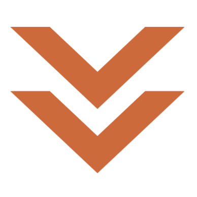 Black background with three downward-pointing brown arrows stacked vertically.